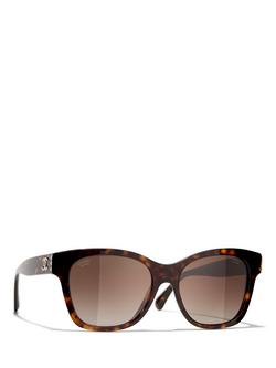 CHANEL Rectangular Sunglasses CH5482H Dark Havana/Brown Gradient, Dark Havana/Brown Gradient