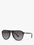 Persol PO3302S Unisex Aviator Polarised Sunglasses, Black/Grey Gradient