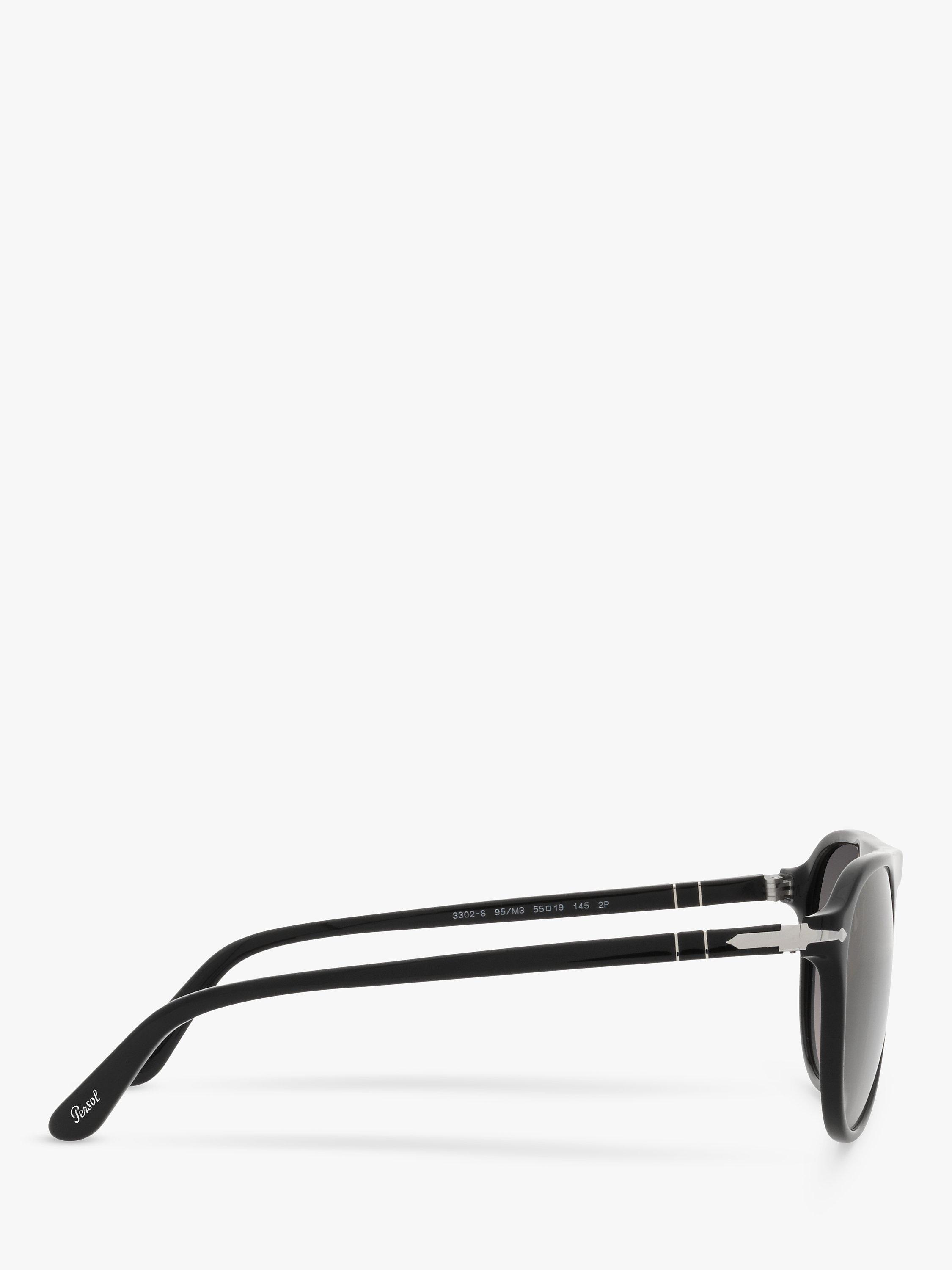 Product image 10 of 11, which shows Persol PO3302S Unisex Aviator Polarised Sunglasses, Black/Grey Gradient