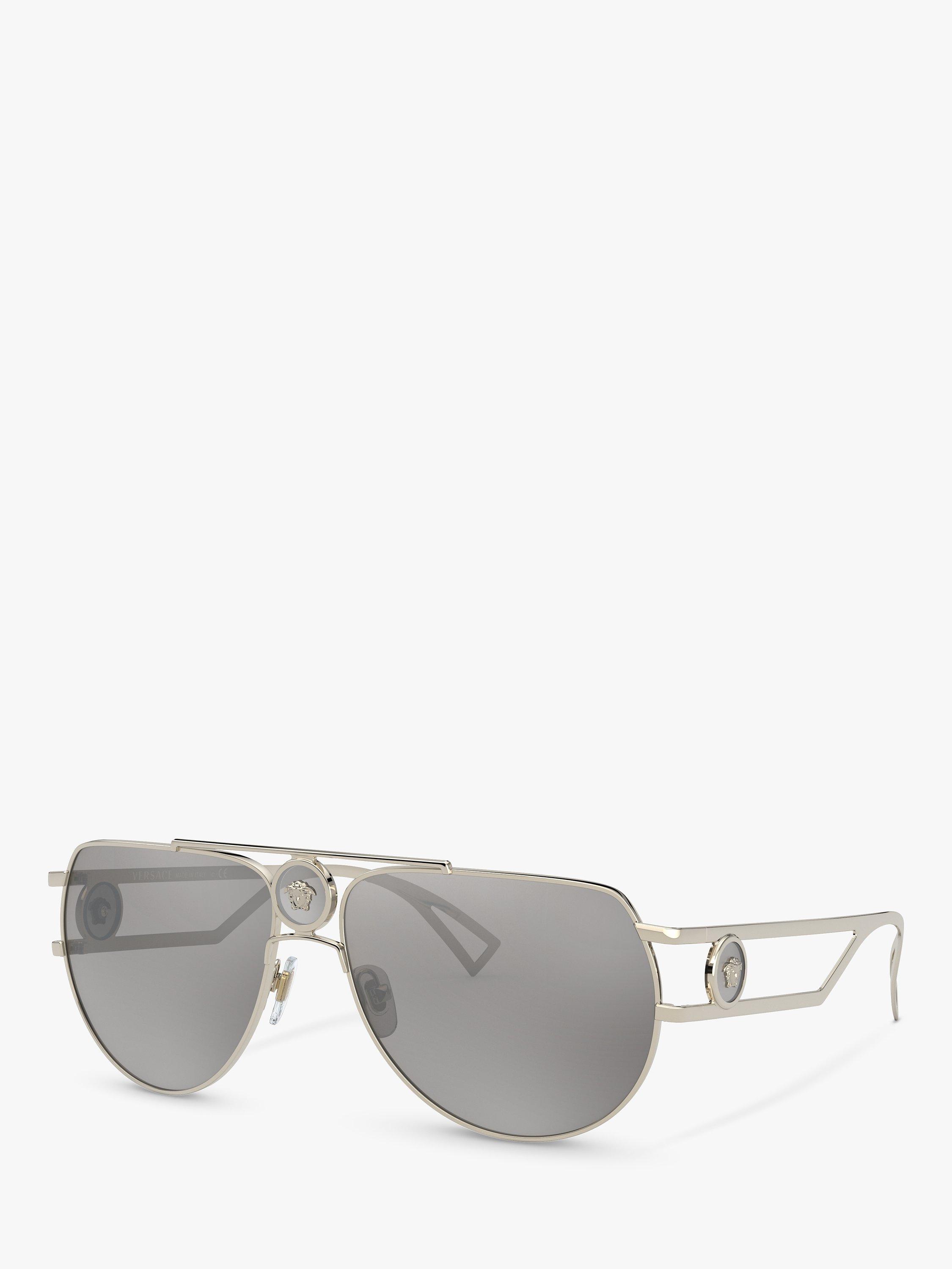 Product image 1 of 11, which shows Versace VE2225 Men's Pilot Sunglasses, Pale Gold