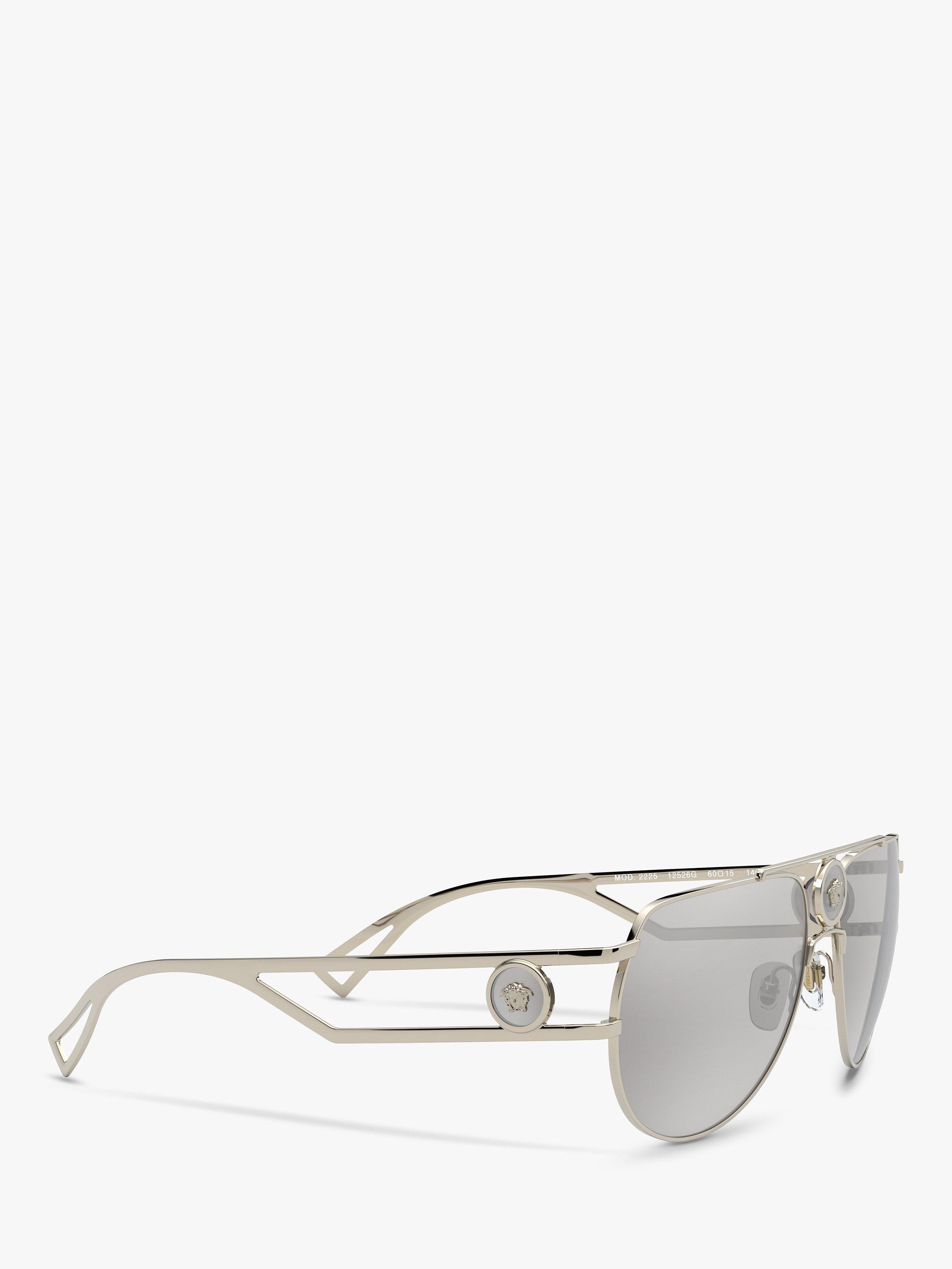 Product image 11 of 11, which shows Versace VE2225 Men's Pilot Sunglasses, Pale Gold