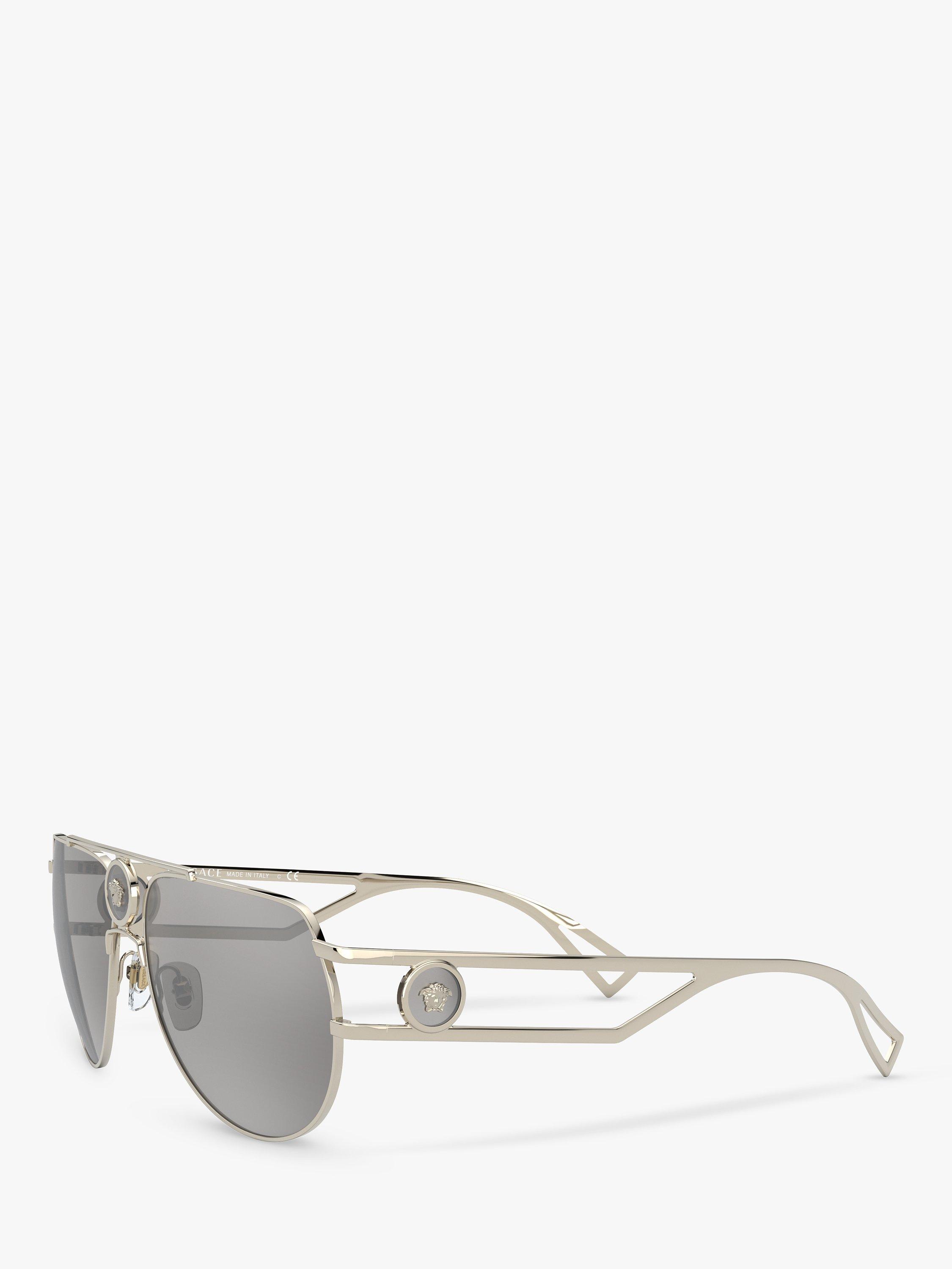 Product image 2 of 11, which shows Versace VE2225 Men's Pilot Sunglasses, Pale Gold