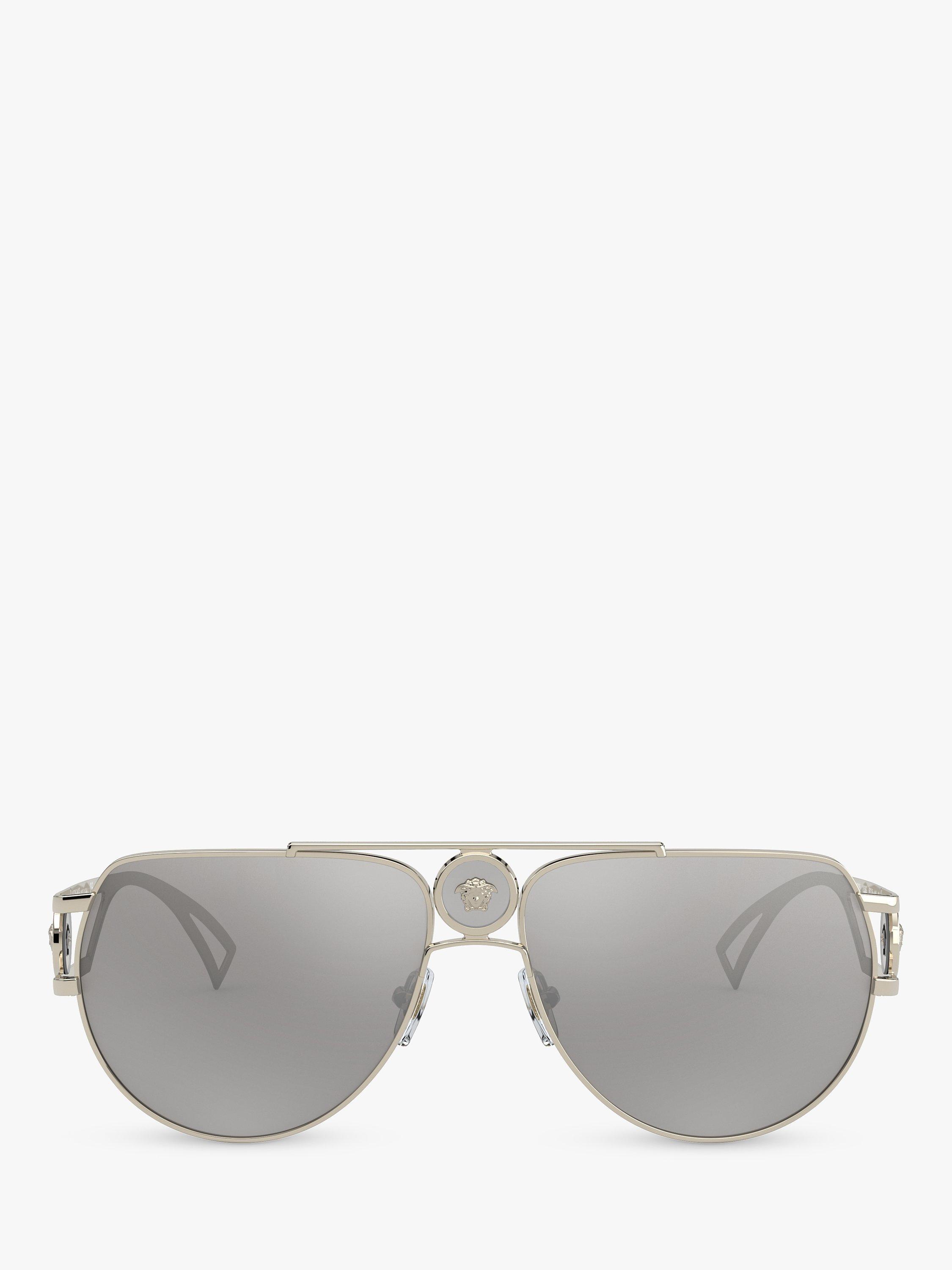 Product image 3 of 11, which shows Versace VE2225 Men's Pilot Sunglasses, Pale Gold