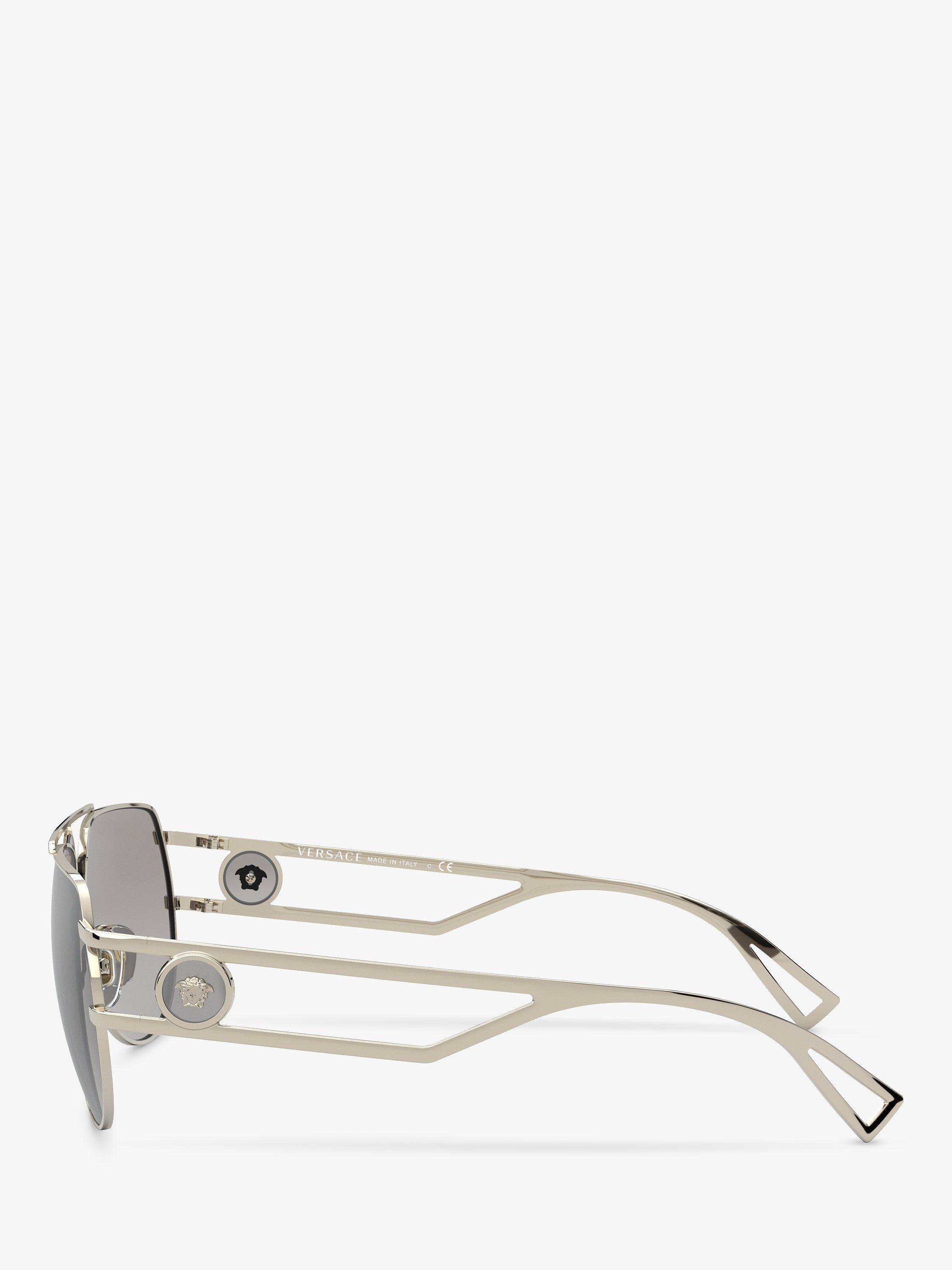 Product image 4 of 11, which shows Versace VE2225 Men's Pilot Sunglasses, Pale Gold