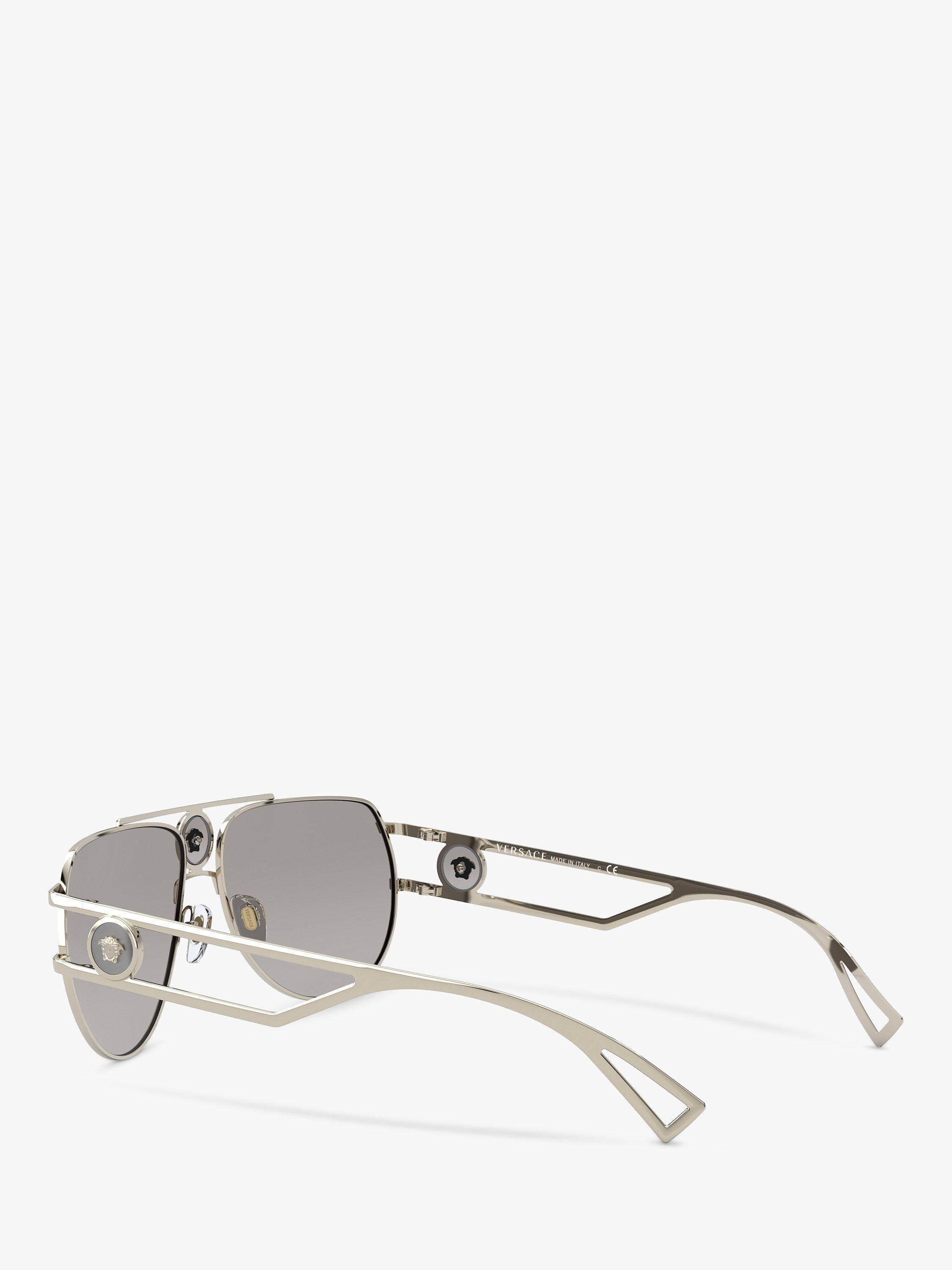 Product image 5 of 11, which shows Versace VE2225 Men's Pilot Sunglasses, Pale Gold