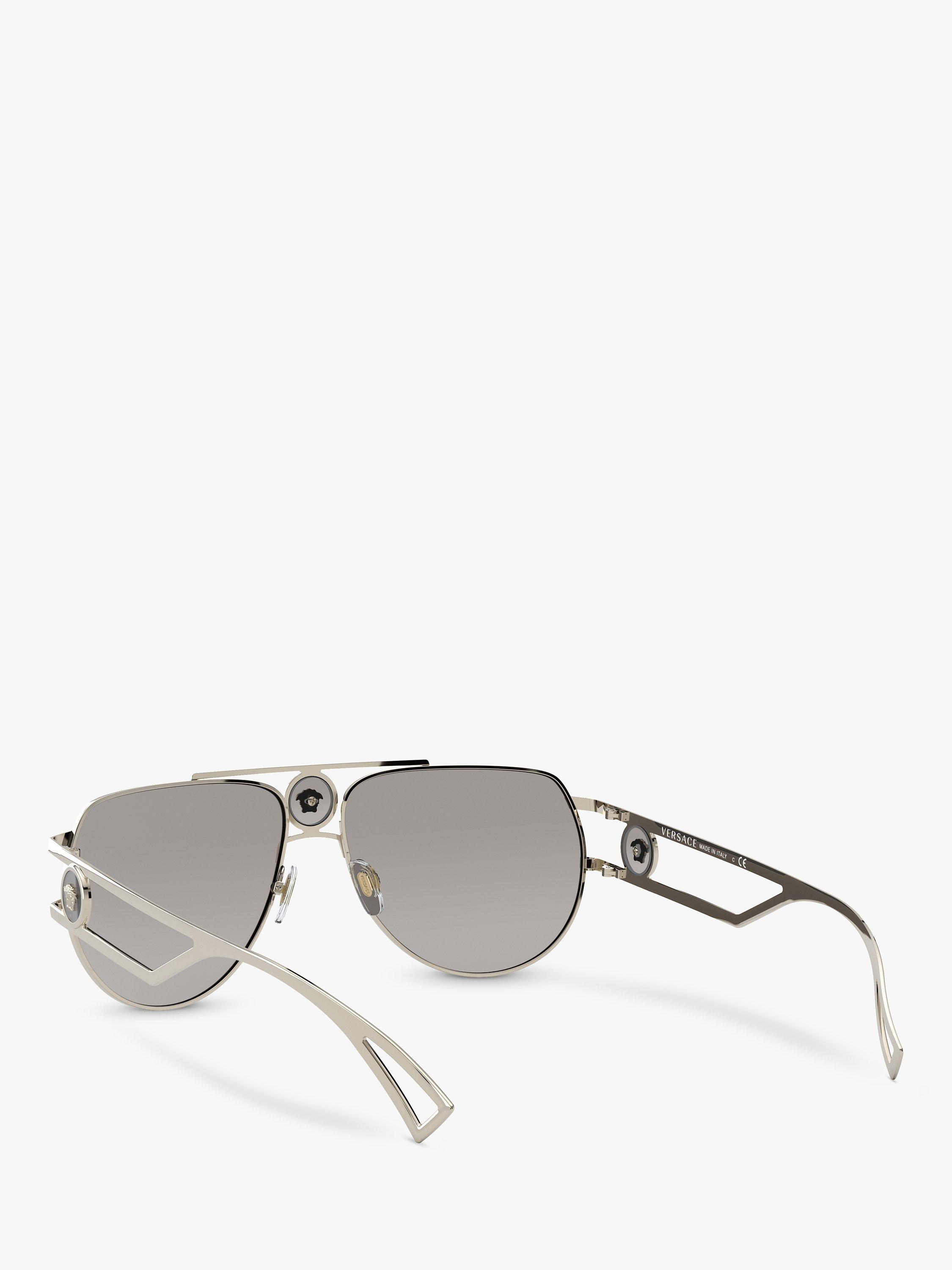 Product image 6 of 11, which shows Versace VE2225 Men's Pilot Sunglasses, Pale Gold