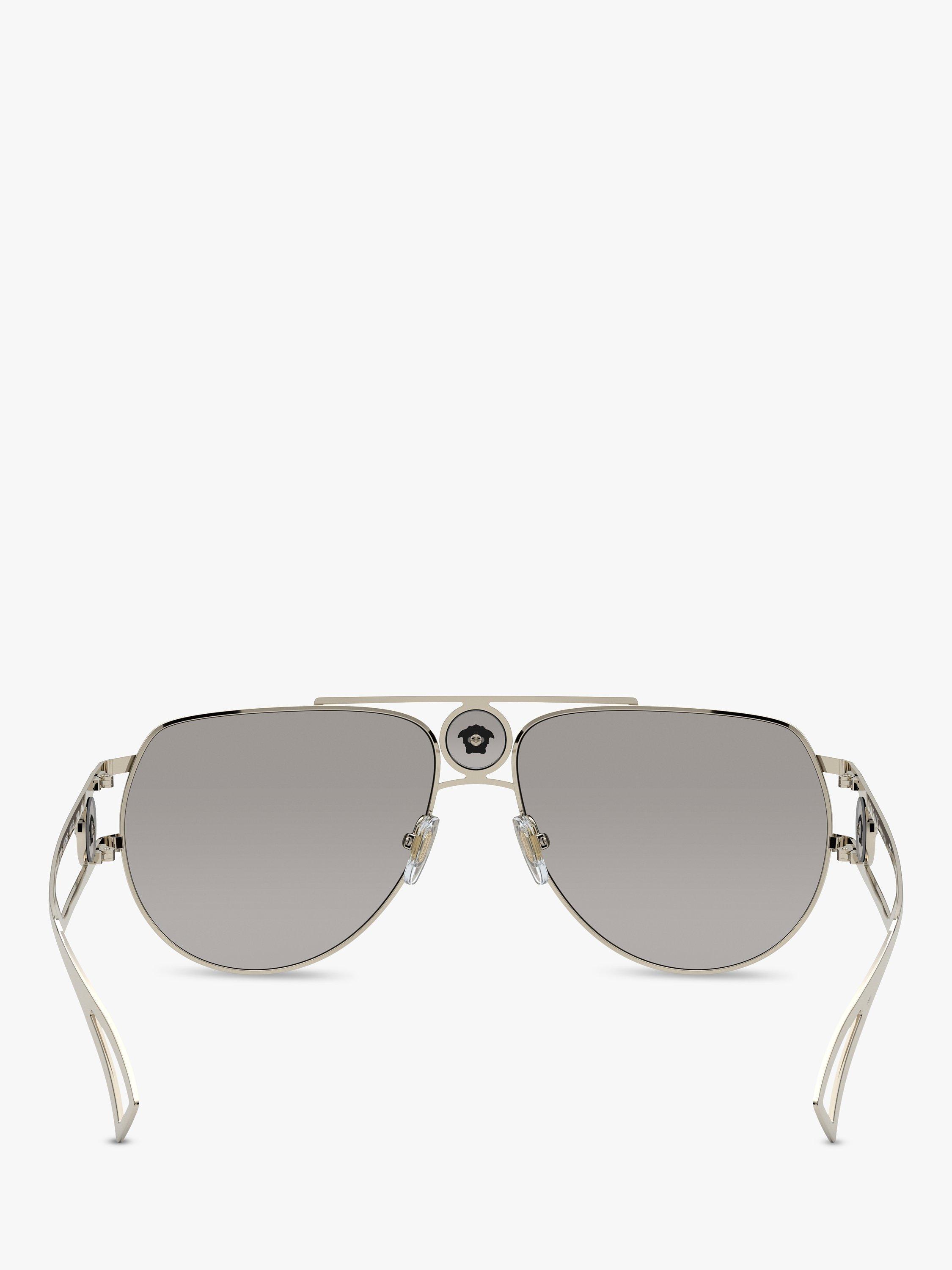 Product image 7 of 11, which shows Versace VE2225 Men's Pilot Sunglasses, Pale Gold