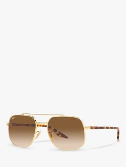 Ray-Ban RB3699 Unisex Square Sunglasses, Arista Gold/Brown Gradient, Arista Gold/Brown Gradient
