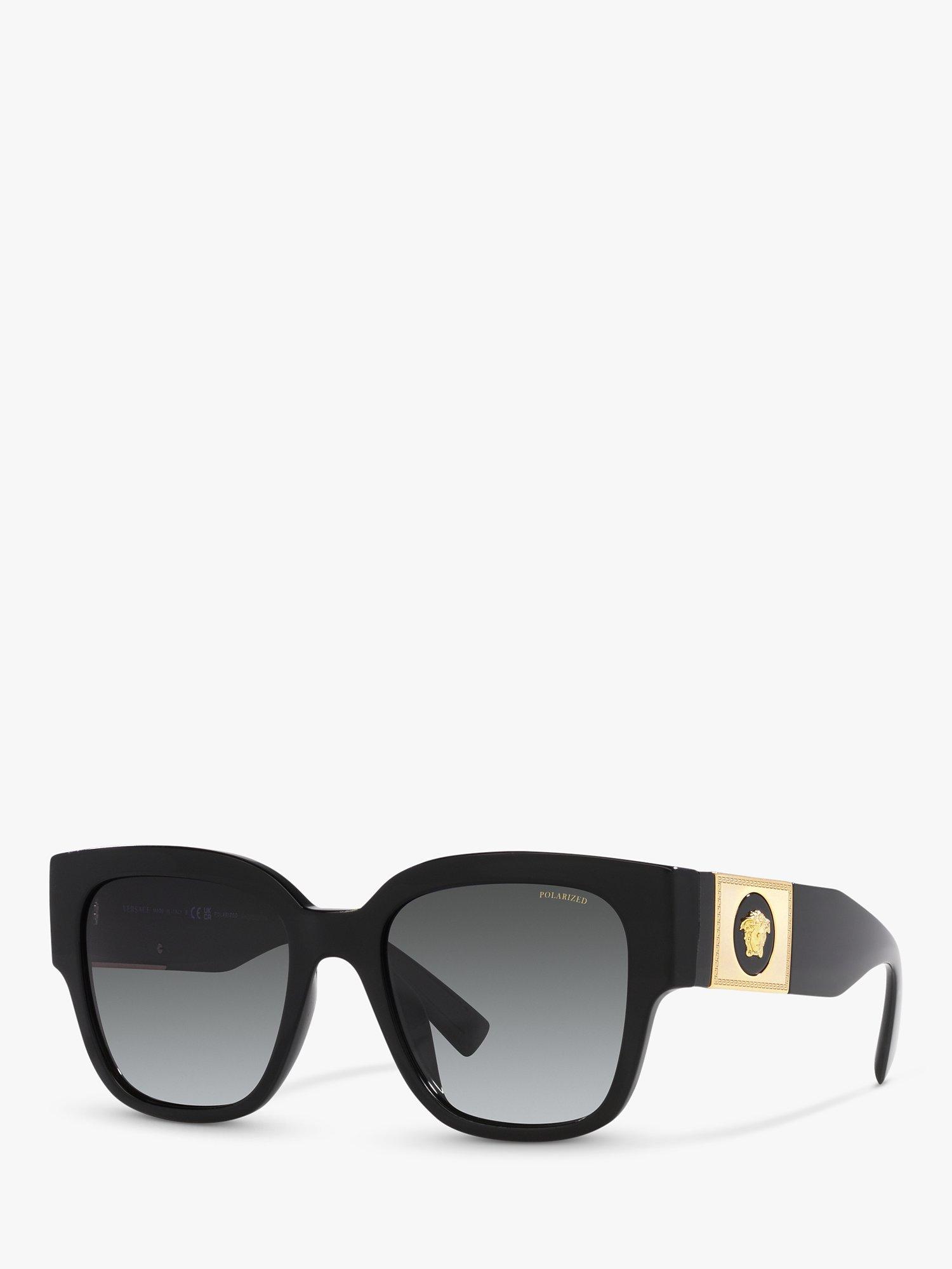 Product image 1 of 11, which shows Versace VE4437U Women's Polarised Pillow Sunglasses, Black/Grey Gradient