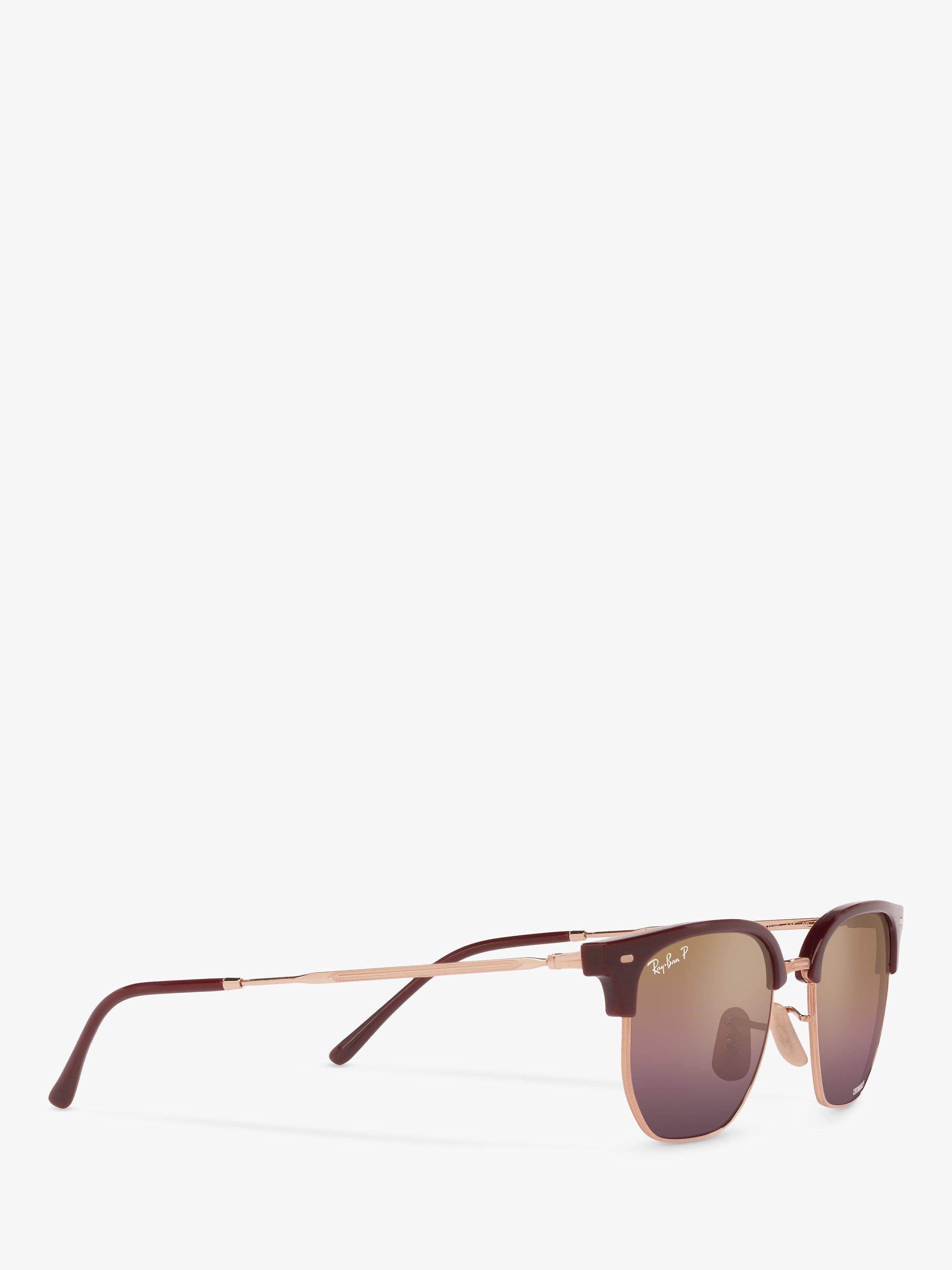 Product image 11 of 11, which shows Ray-Ban RB4416 Unisex New Clubmaster Polarised Sunglasses, Bordeaux Rose Gold/Mirror Multi