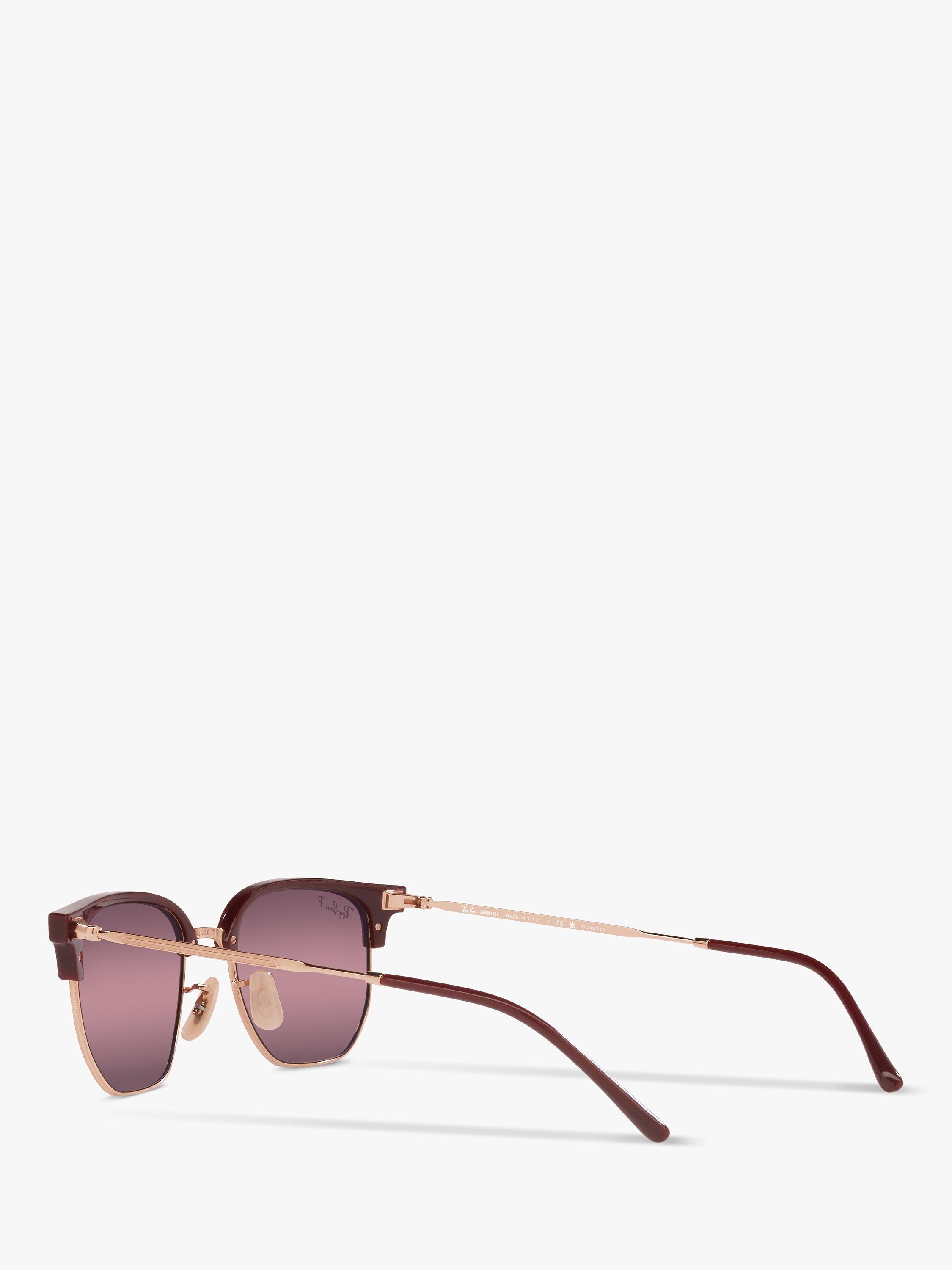 Product image 5 of 11, which shows Ray-Ban RB4416 Unisex New Clubmaster Polarised Sunglasses, Bordeaux Rose Gold/Mirror Multi