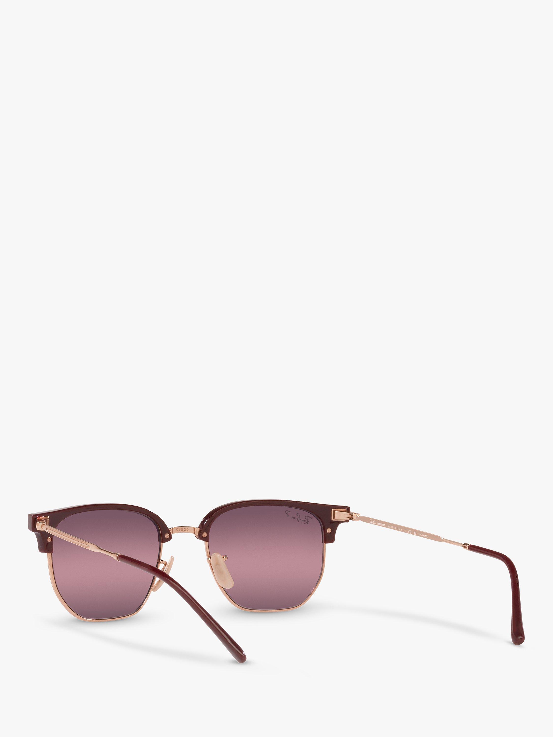Product image 6 of 11, which shows Ray-Ban RB4416 Unisex New Clubmaster Polarised Sunglasses, Bordeaux Rose Gold/Mirror Multi