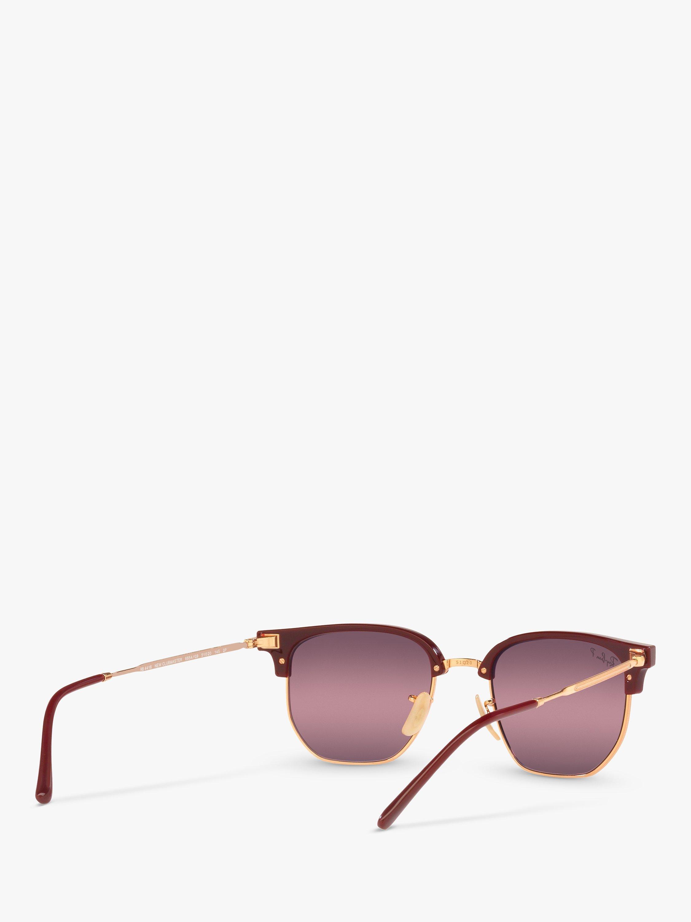 Product image 8 of 11, which shows Ray-Ban RB4416 Unisex New Clubmaster Polarised Sunglasses, Bordeaux Rose Gold/Mirror Multi