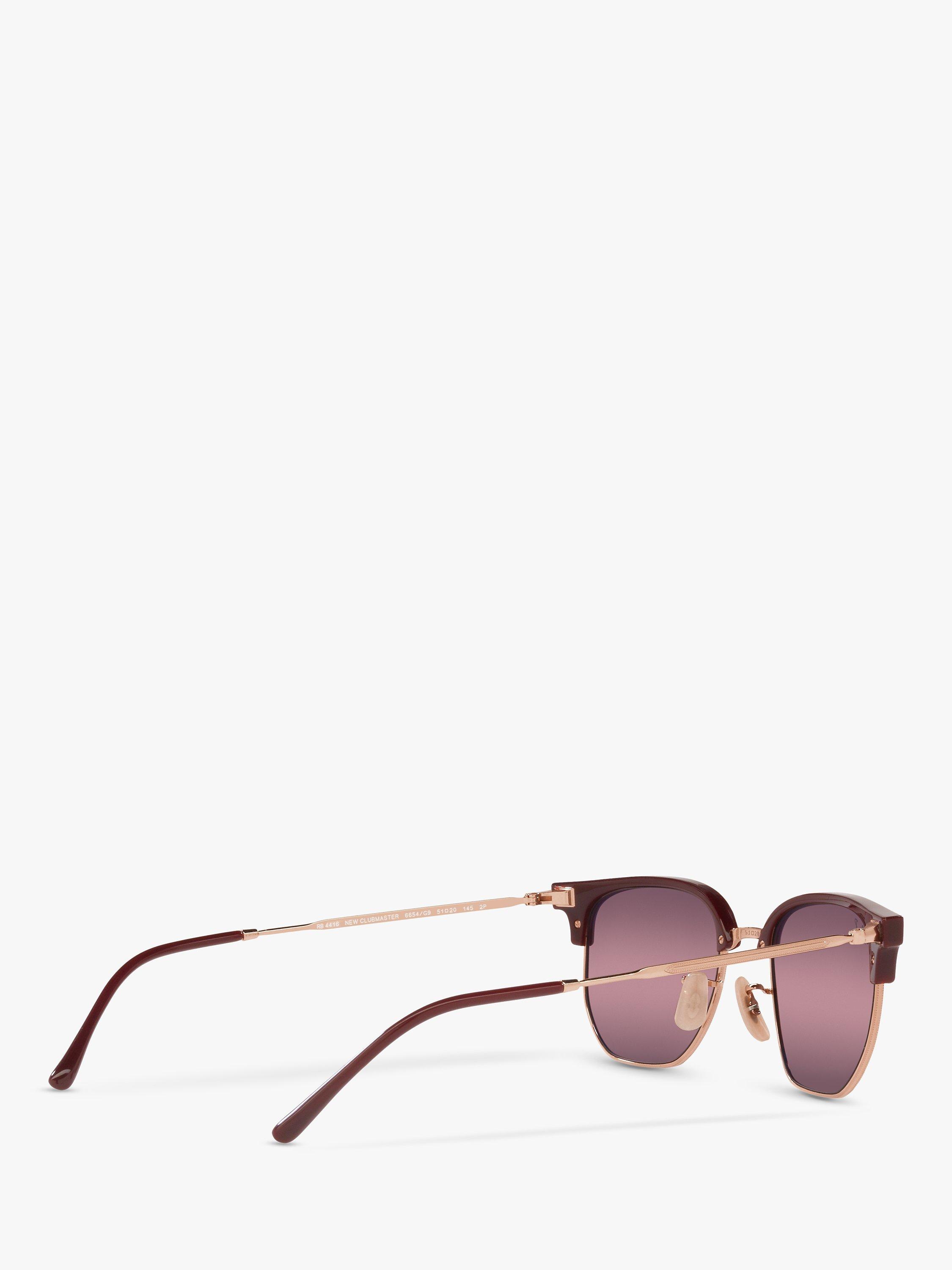 Product image 9 of 11, which shows Ray-Ban RB4416 Unisex New Clubmaster Polarised Sunglasses, Bordeaux Rose Gold/Mirror Multi