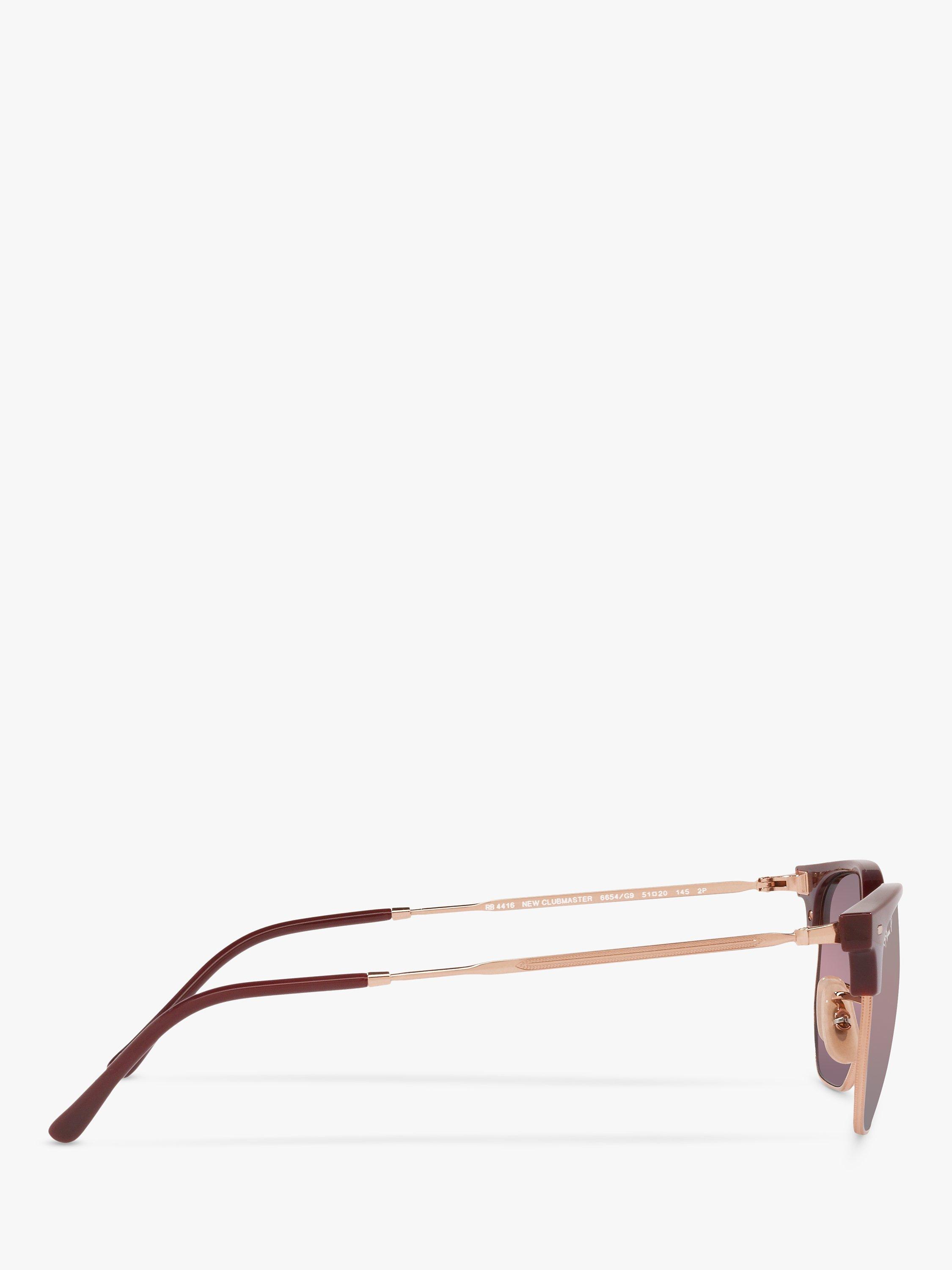 Product image 10 of 11, which shows Ray-Ban RB4416 Unisex New Clubmaster Polarised Sunglasses, Bordeaux Rose Gold/Mirror Multi