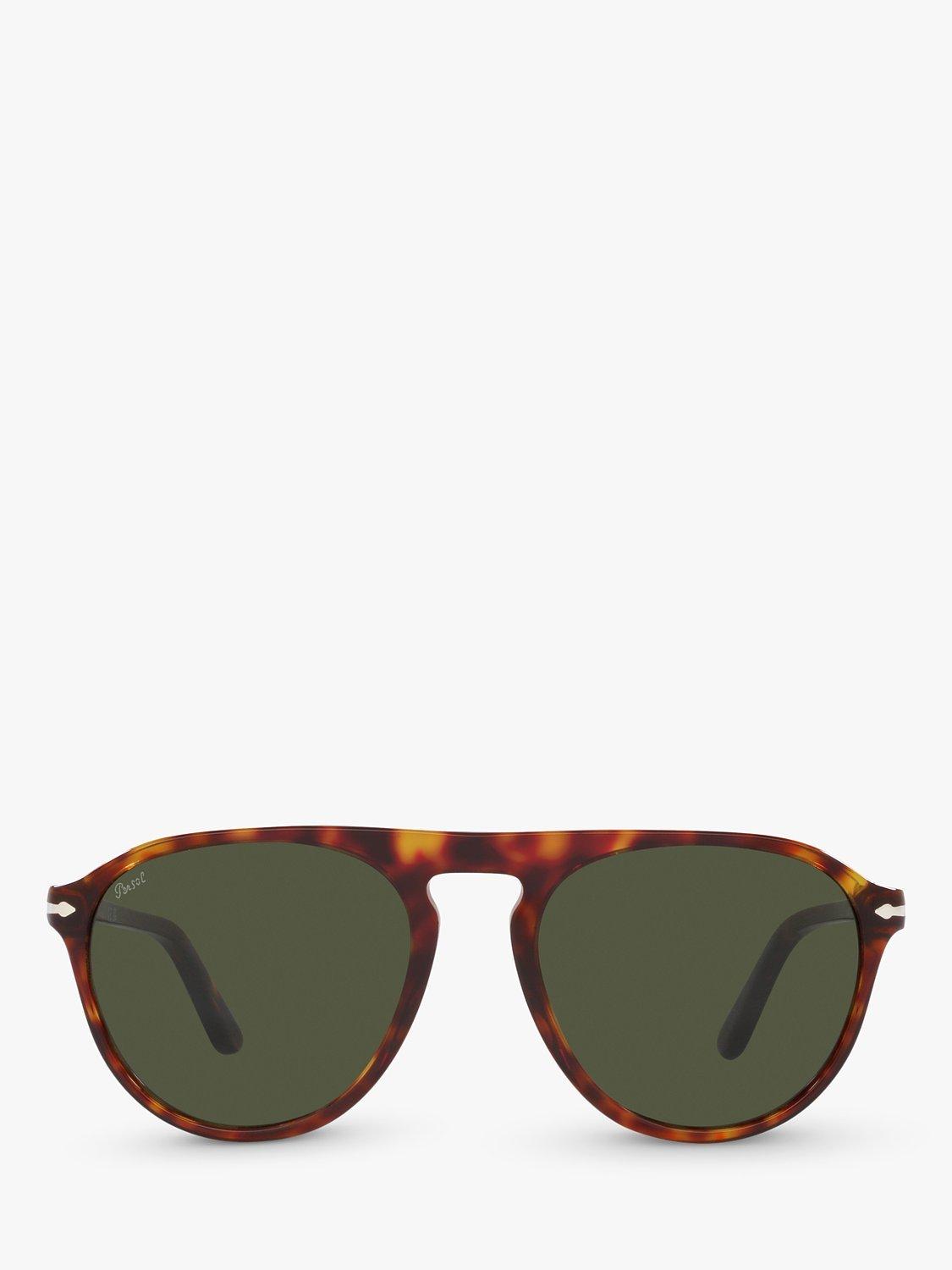 Product image 3 of 11, which shows Persol PO3302S Unisex Aviator Sunglasses, Havana/Green