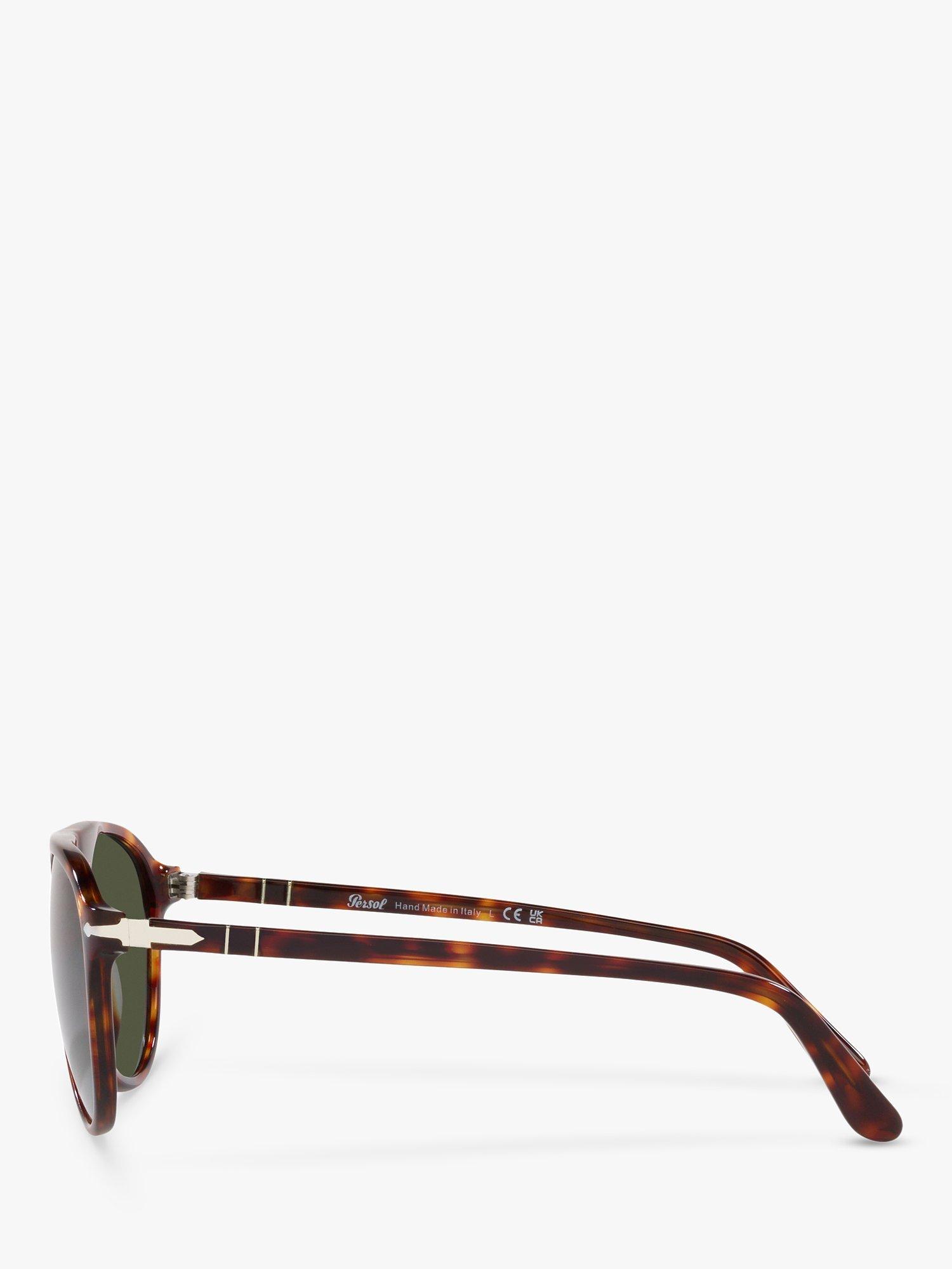 Product image 4 of 11, which shows Persol PO3302S Unisex Aviator Sunglasses, Havana/Green