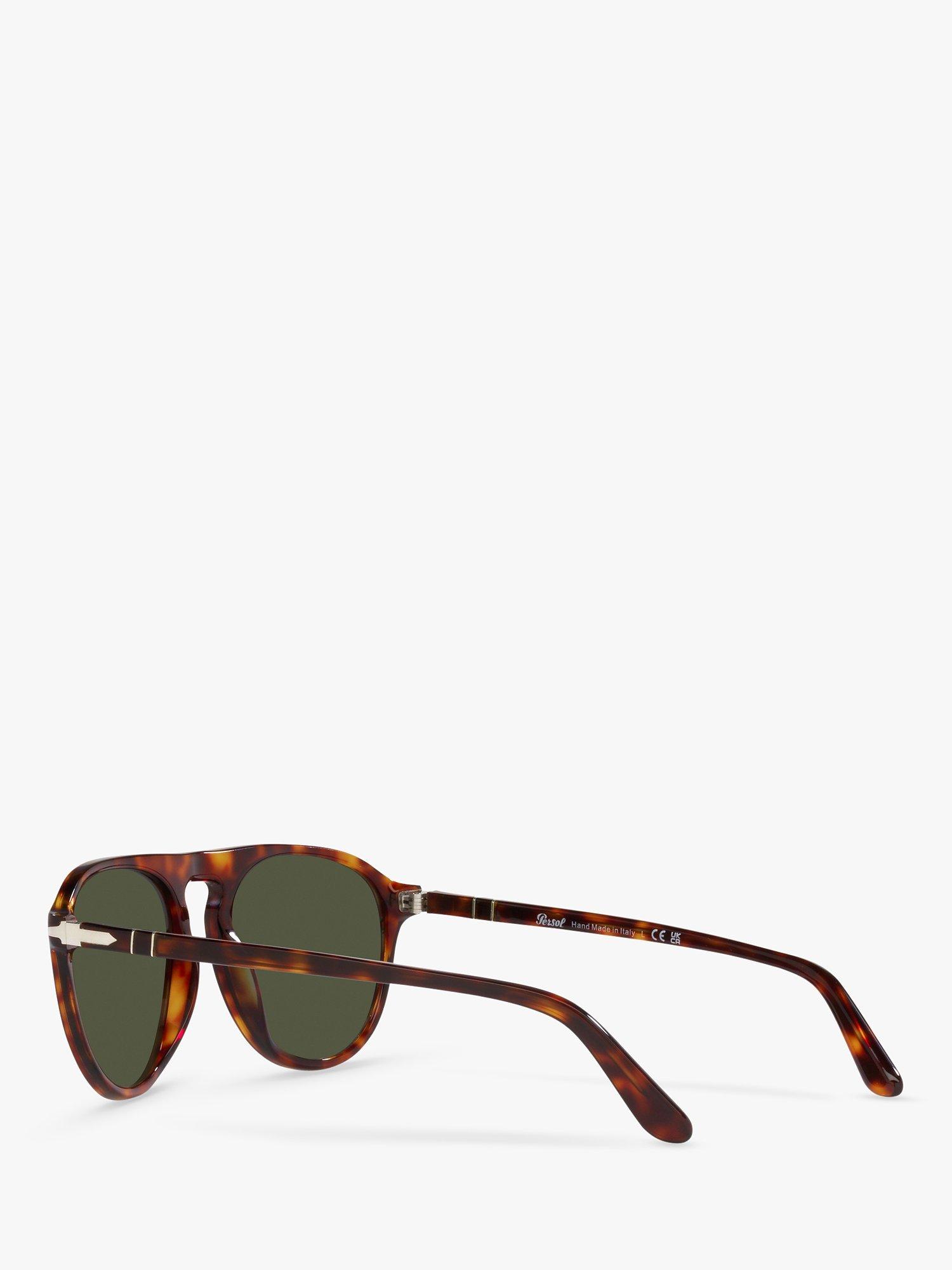 Product image 5 of 11, which shows Persol PO3302S Unisex Aviator Sunglasses, Havana/Green