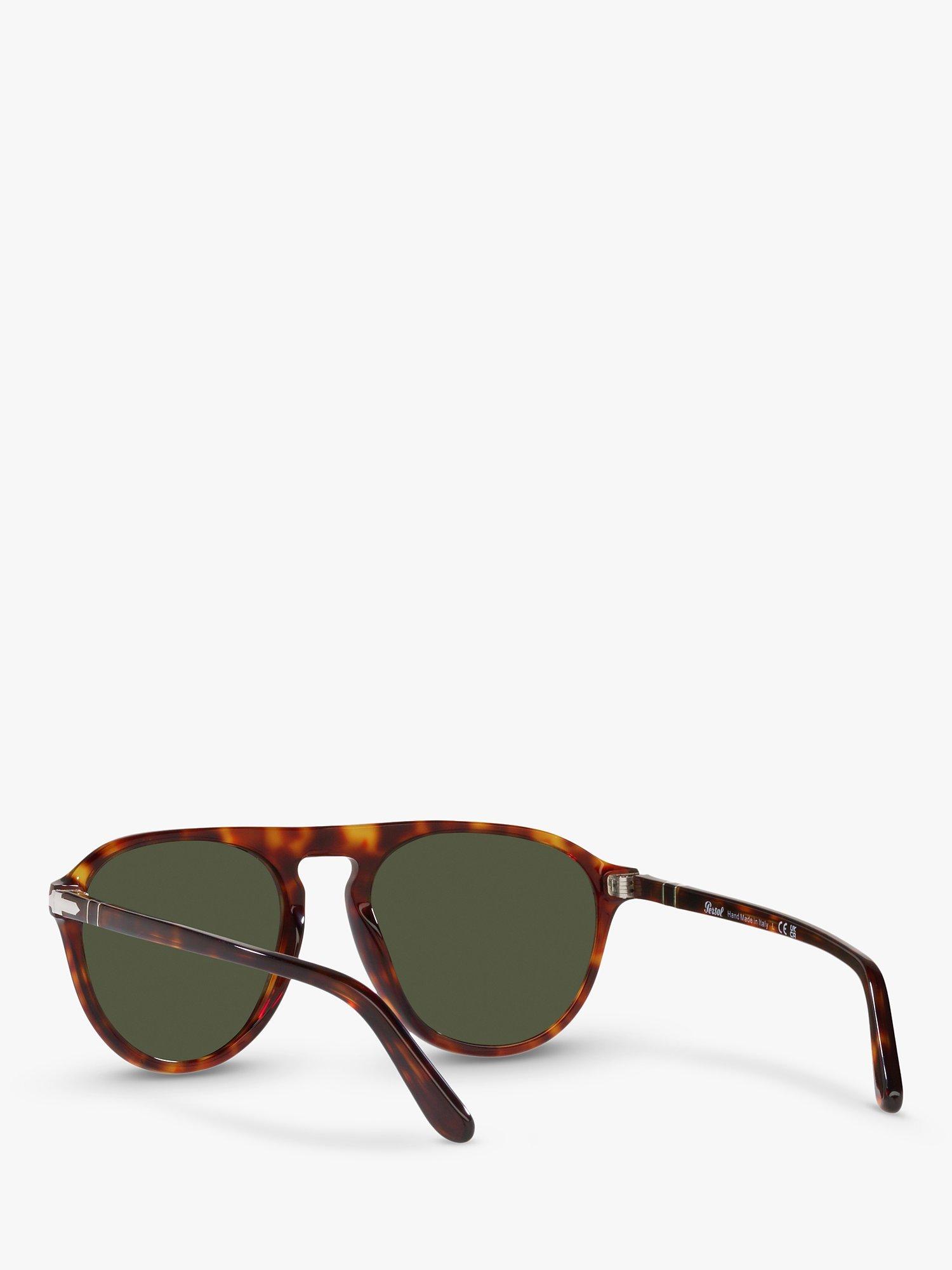 Product image 6 of 11, which shows Persol PO3302S Unisex Aviator Sunglasses, Havana/Green