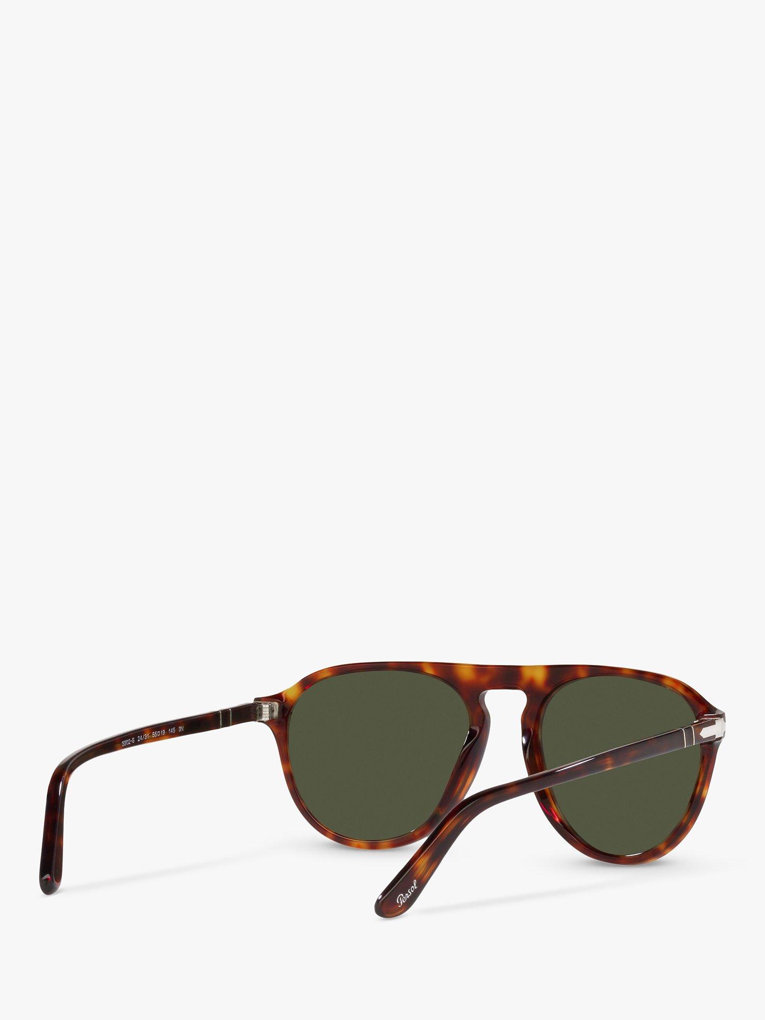 Product image 8 of 11, which shows Persol PO3302S Unisex Aviator Sunglasses, Havana/Green