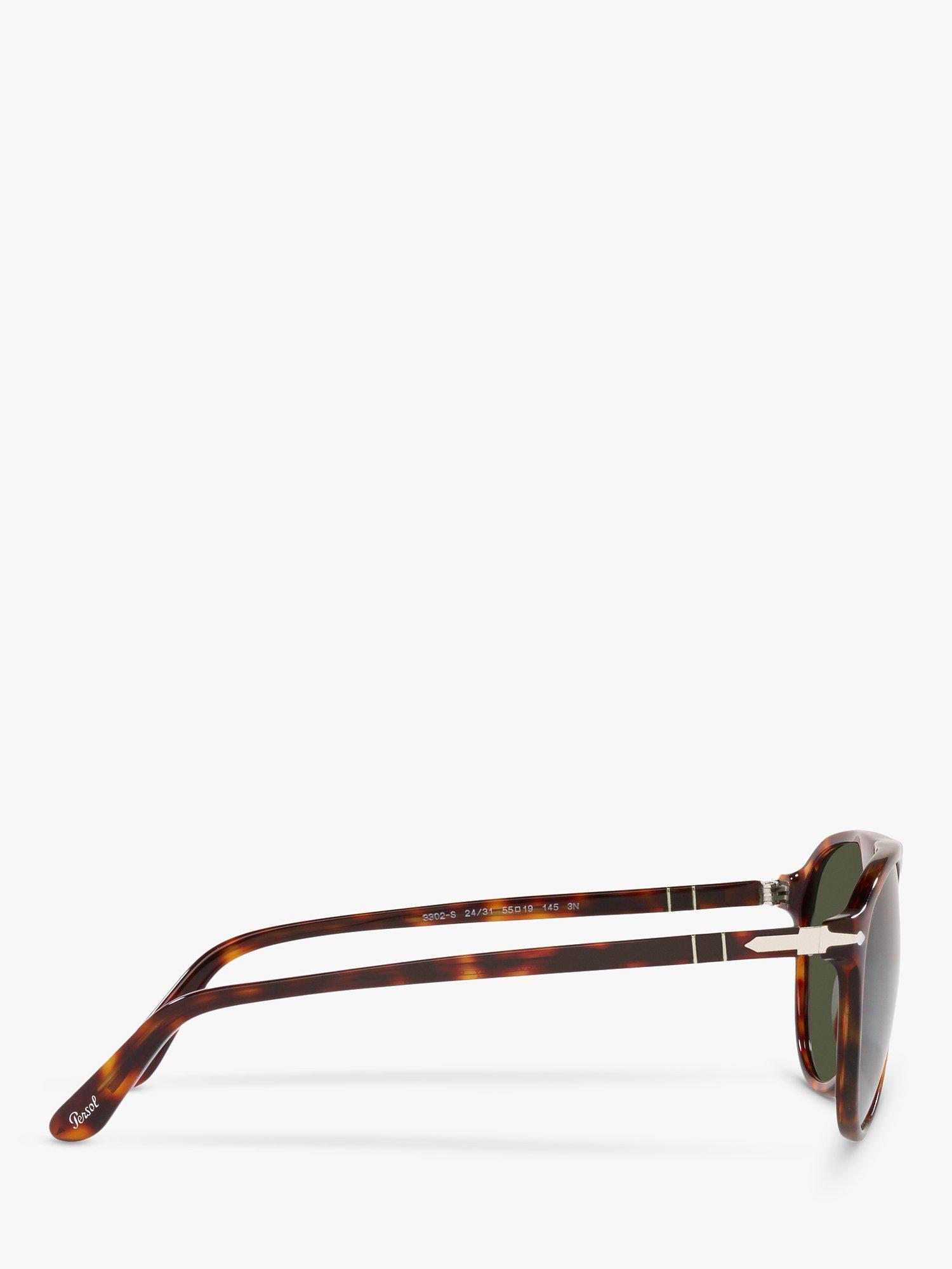 Product image 10 of 11, which shows Persol PO3302S Unisex Aviator Sunglasses, Havana/Green