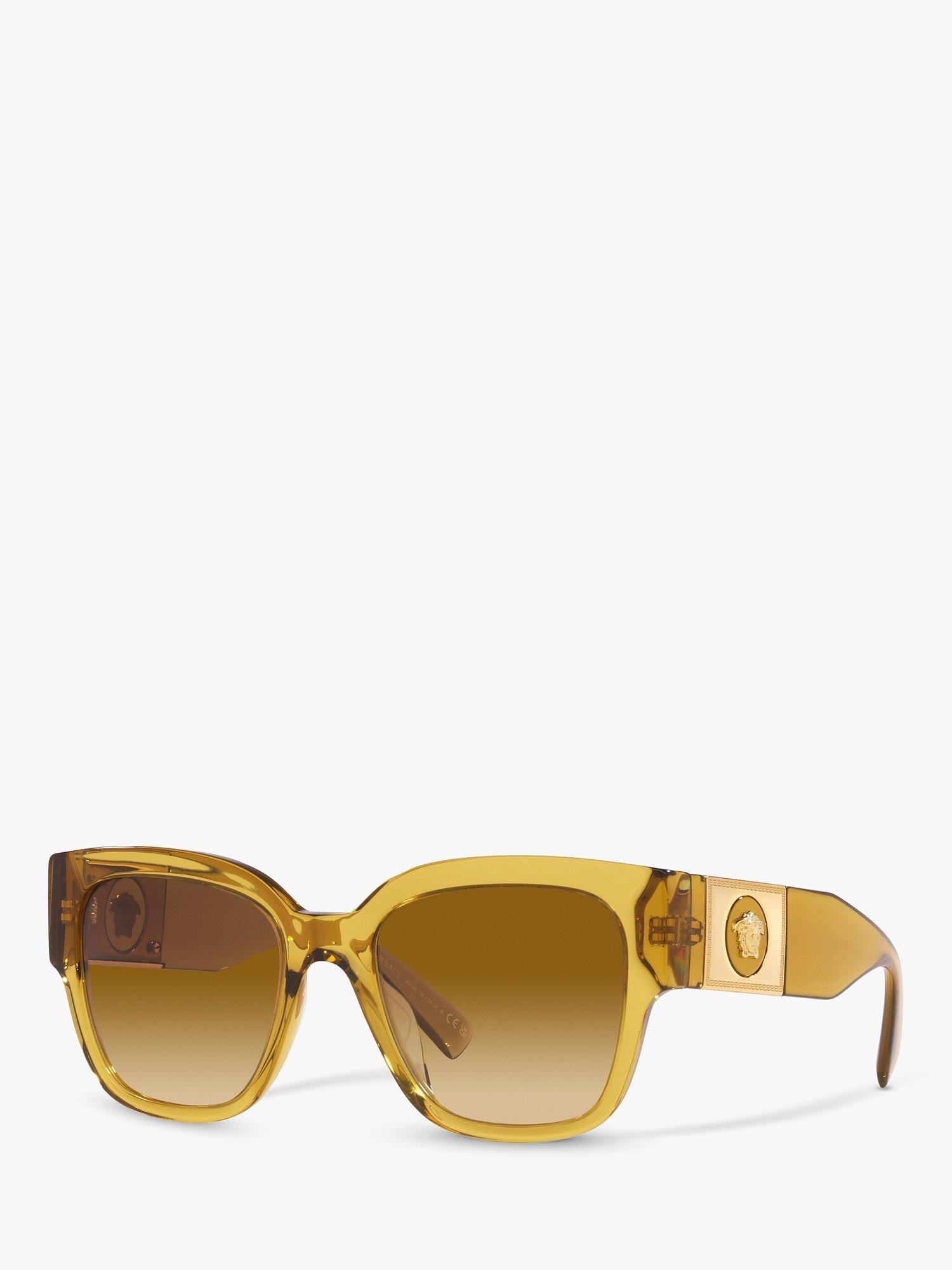 Product image 1 of 11, which shows Versace VE4437U Women's Pillow Sunglasses, Transparent Honey/Brown Gradient