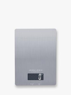 John Lewis Stainless Steel Platform Digital Kitchen Scale, 5kg, Silver, Silver