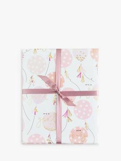 Caroline Gardner Balloons New Baby Wrapping Paper, Baby Girl