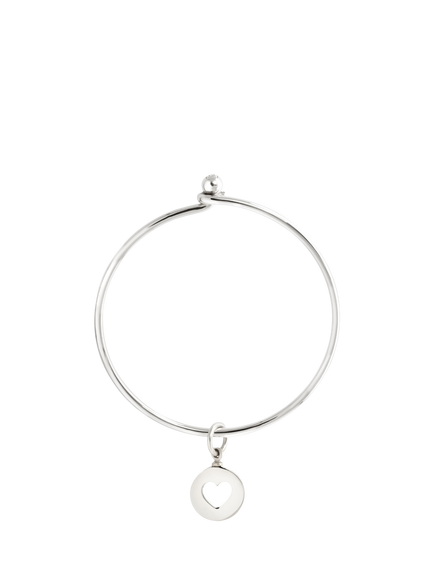 Recognised Heart Popon Bangle, Silver