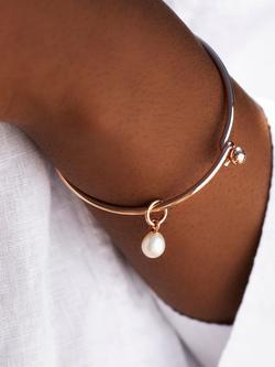 Recognised Freedom Pearl Popon Bangle - view 2, Rose Gold/White