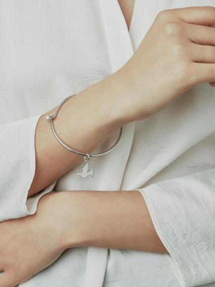 Recognised Dove Popon Bangle - view 2, Silver