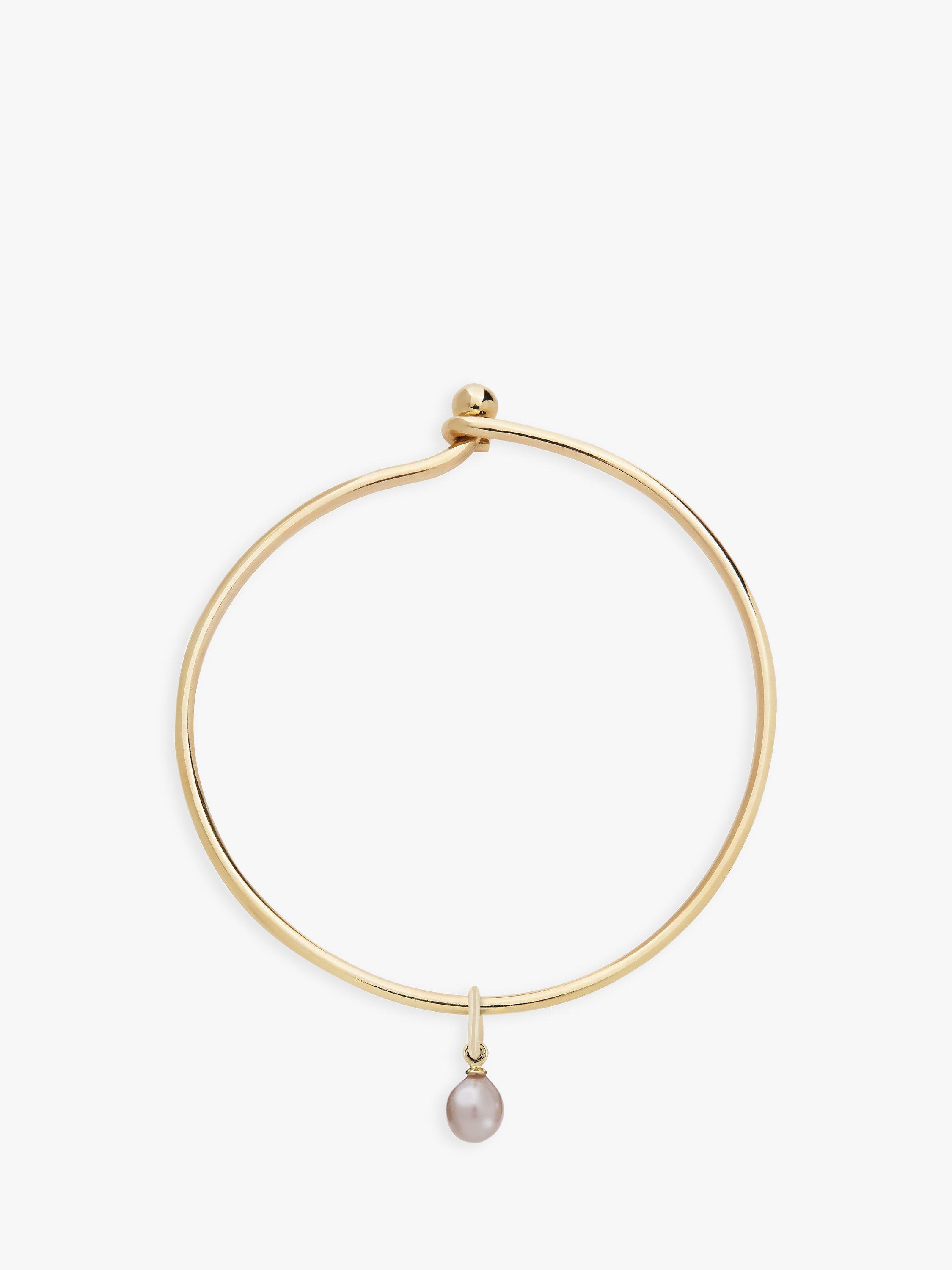Product image 1 of 5, which shows Recognised Freedom Pearl Popon Bangle, Gold/Pink