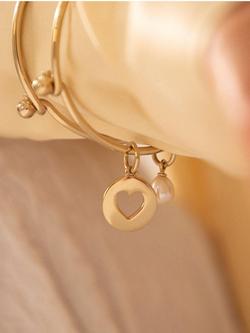 Recognised Heart Popon Bangle - view 2, Gold