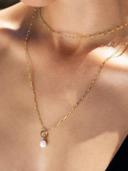 Recognised Freedom Pearl Popon Pendant Charm - view 2, Gold/White