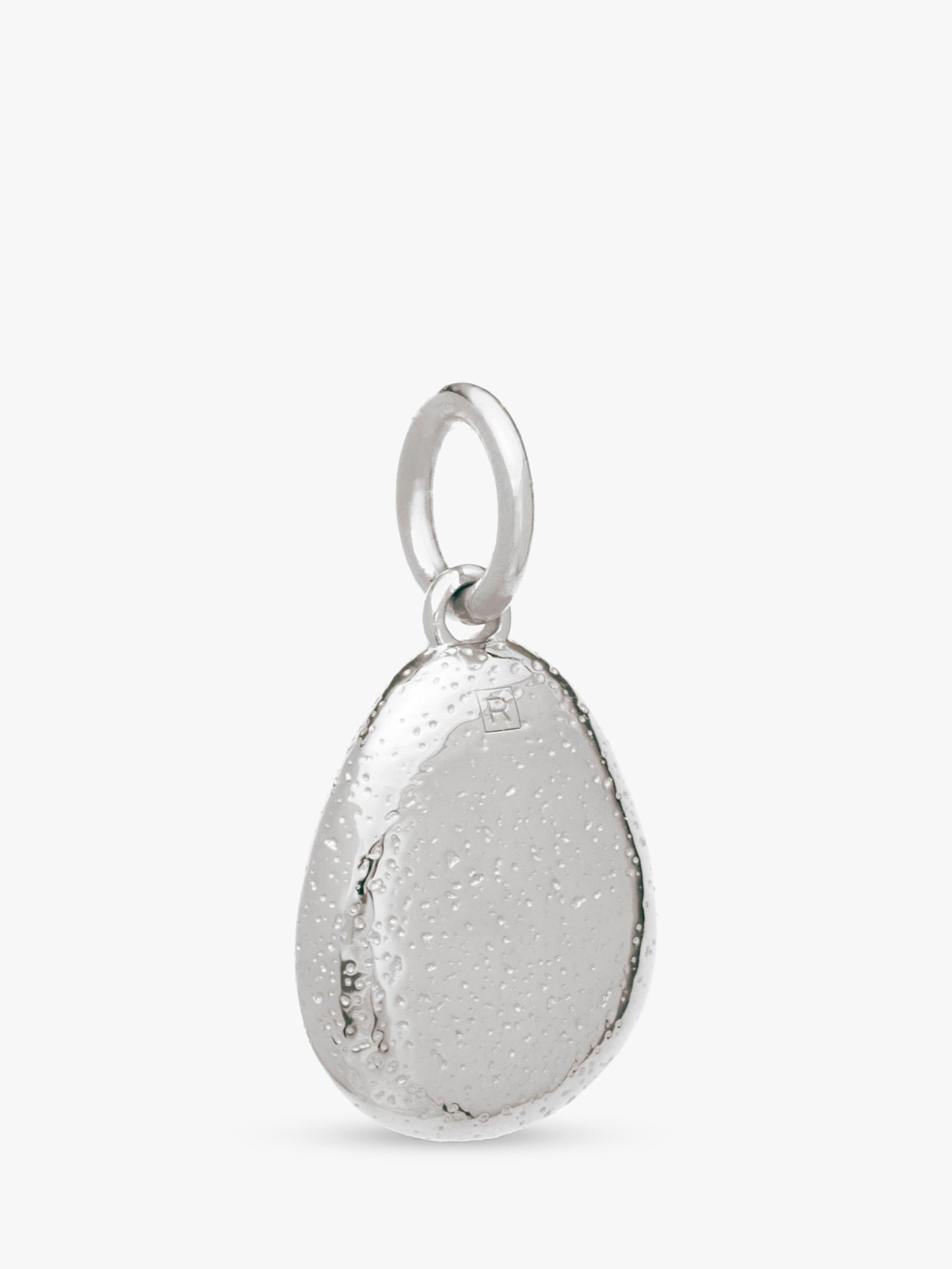 Product image 1 of 5, which shows Recognised Textured Pebble Popon Charm, Silver