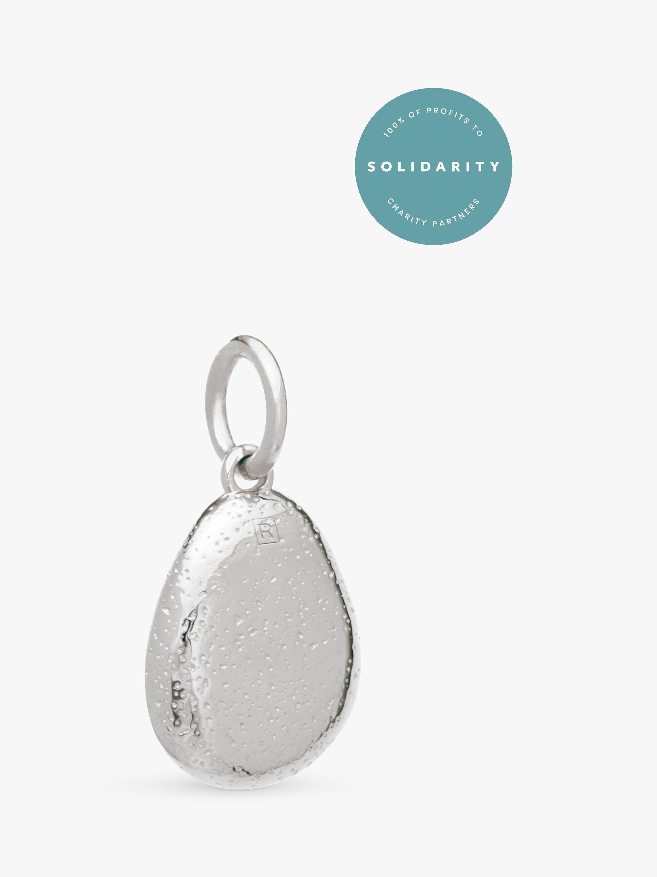 Product image 3 of 5, which shows Recognised Textured Pebble Popon Charm, Silver