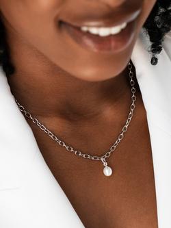 Recognised Freedom Pearl Popon Pendant Charm - view 2, Silver/White