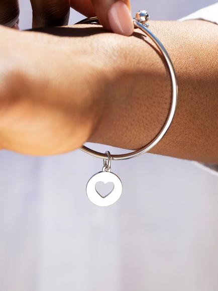 Recognised Heart Popon Pendant Charm - view 2, Silver