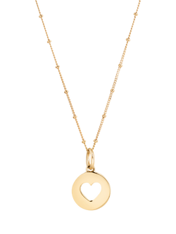 Recognised Heart Popon Bobble Chain Pendant Necklace, Gold