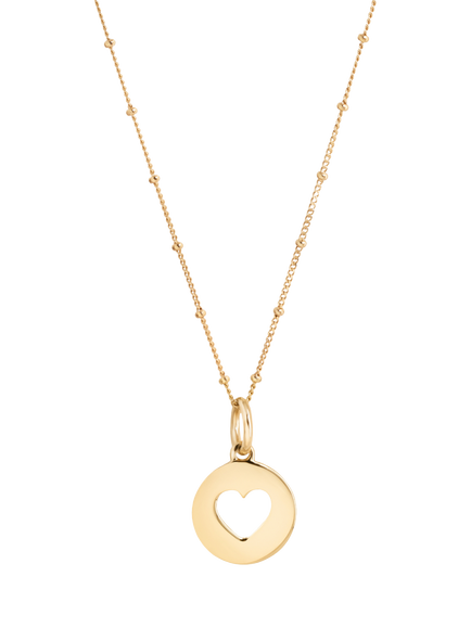 Recognised Heart Popon Bobble Chain Pendant Necklace, Gold
