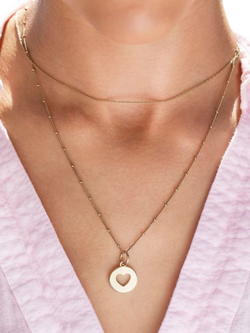 Recognised Heart Popon Bobble Chain Pendant Necklace - view 2, Gold