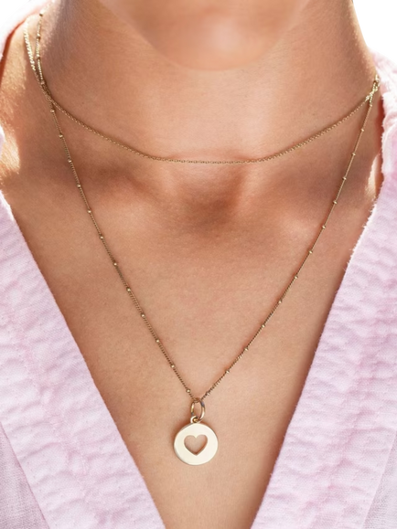 Recognised Heart Popon Bobble Chain Pendant Necklace - view 2, Gold