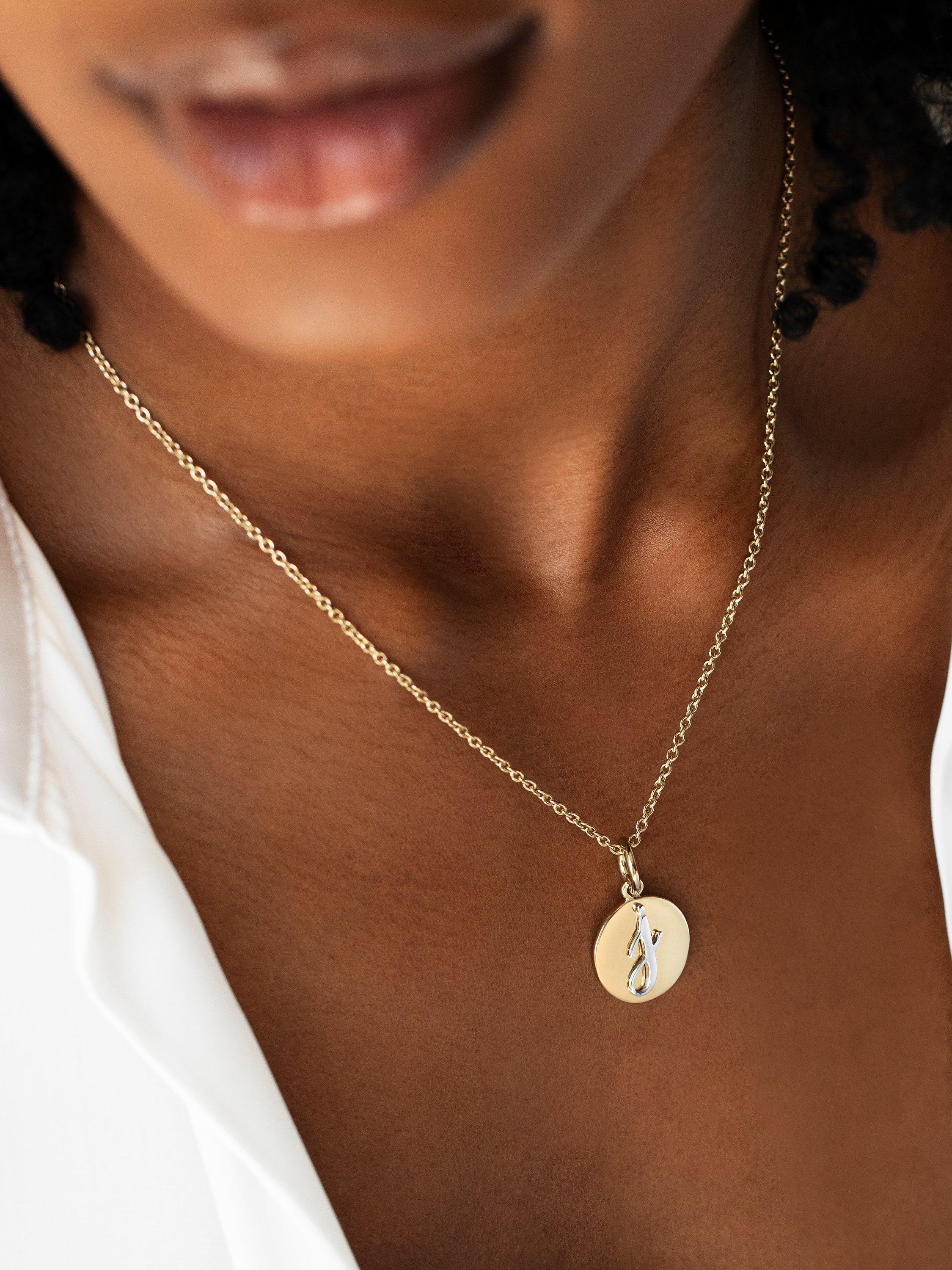 Product image 5 of 5, which shows Recognised Alphabet Popon Pendant Necklace, Gold, I
