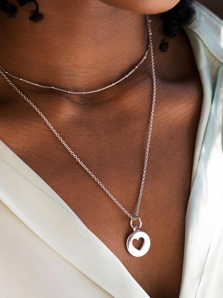 Recognised Heart Popon Pendant Necklace - view 2, Silver