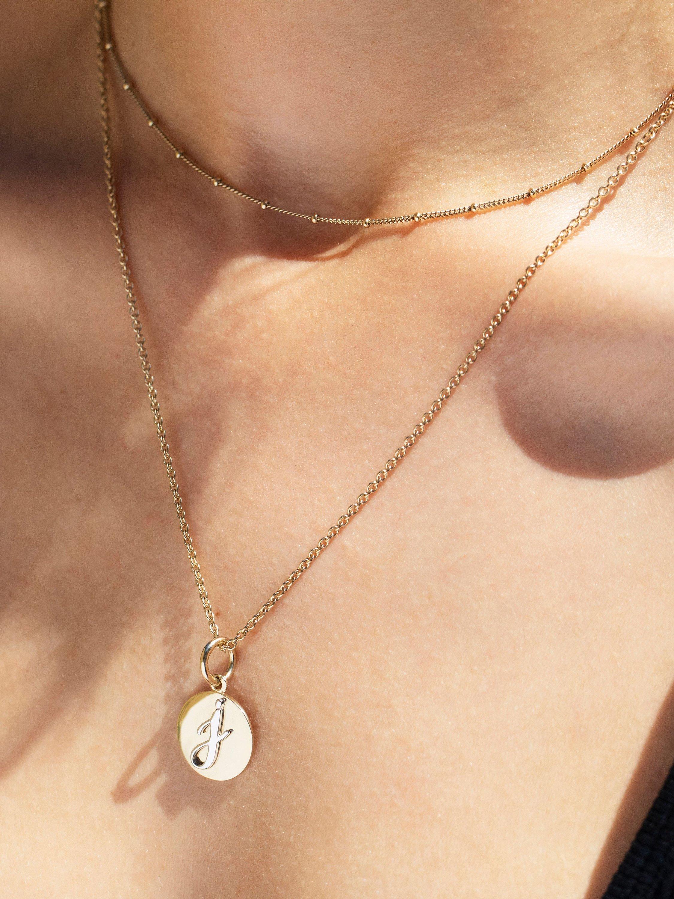 Product image 2 of 5, which shows Recognised Alphabet Popon Pendant Necklace, Gold, R