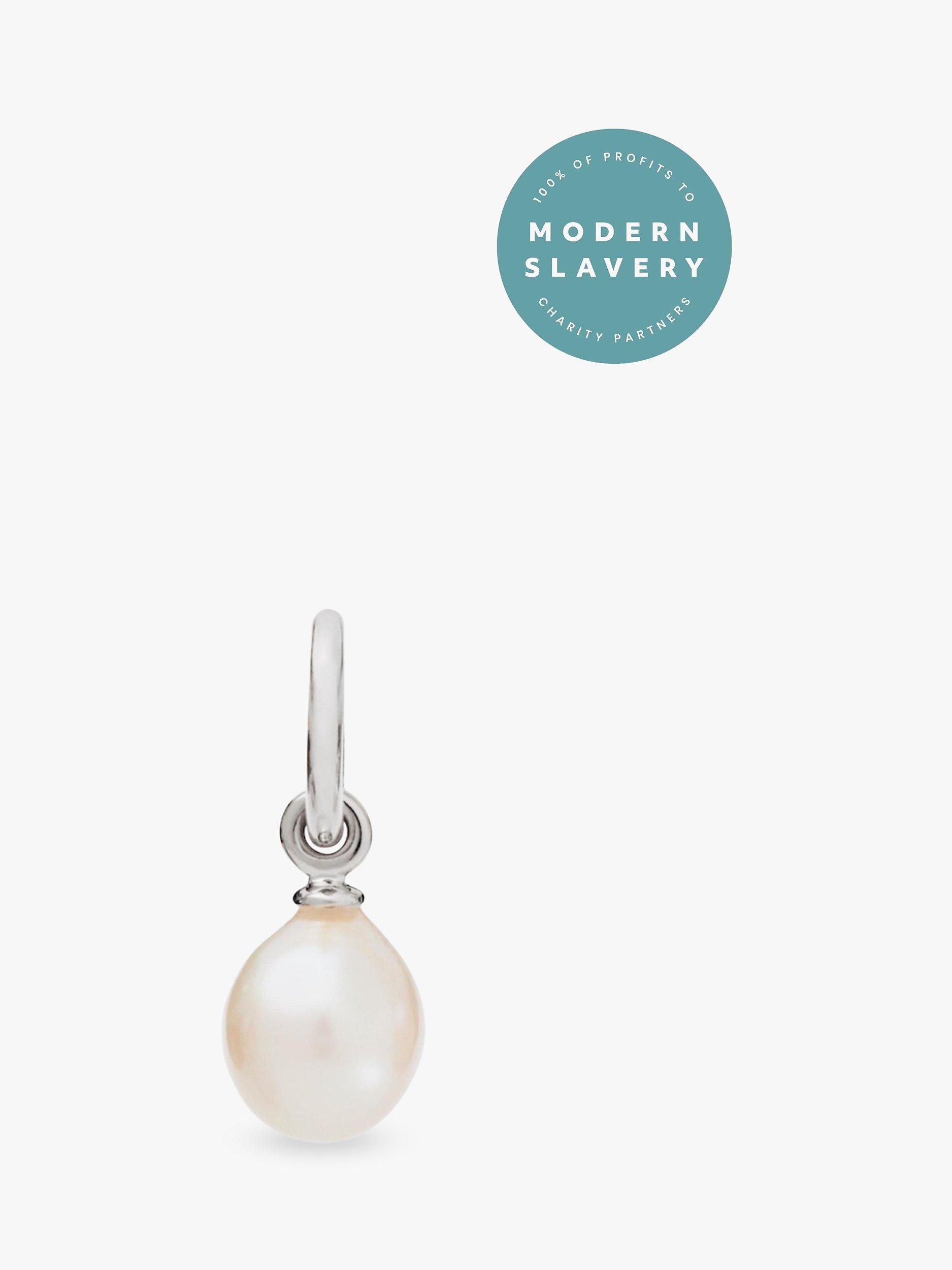 Recognised Freedom Pearl Popon Chunky Chain Pendant Necklace, Silver/White