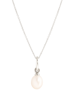 Recognised Freedom Pearl Pendant Necklace, Silver/White