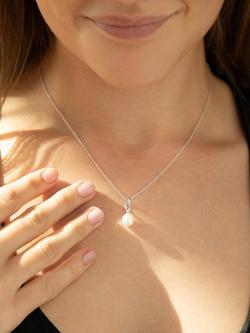 Recognised Freedom Pearl Pendant Necklace - view 2, Silver/White