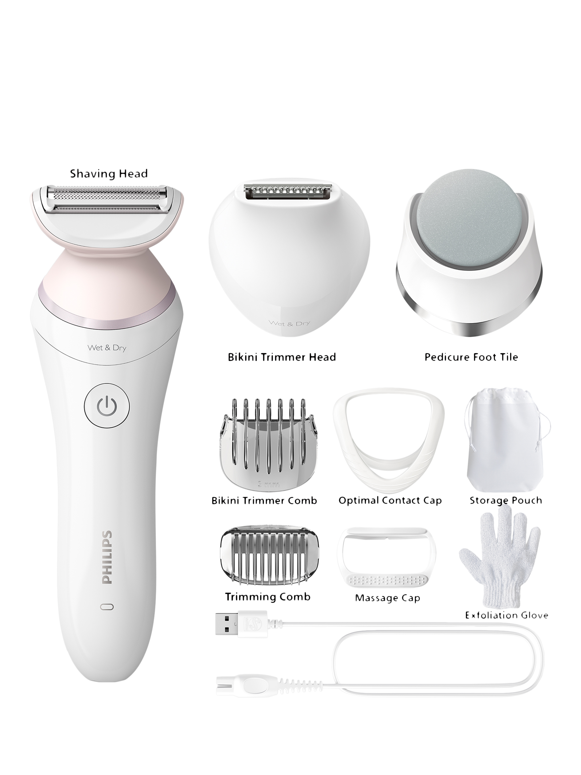 Product image 2 of 8, which shows Philips 8000 Series BRL176/00 Lady Shaver, White