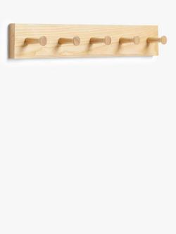 John Lewis Shaker 5 Hook Hanging Rack, FSC-Certified (Ash Wood), Brown